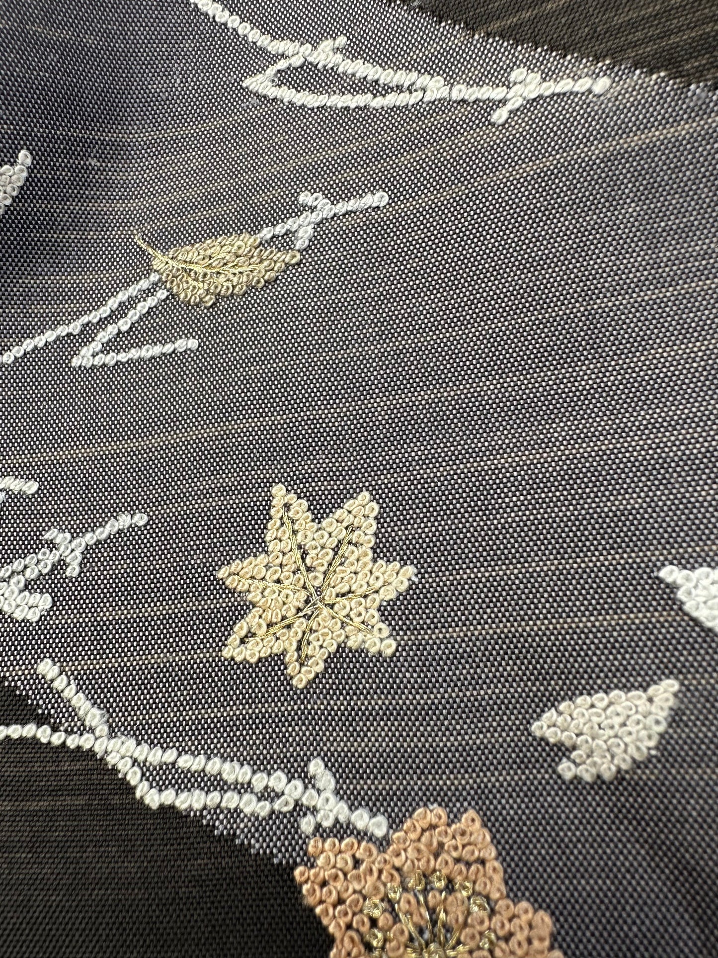 Pongee Silk Ruskea Tsukesage Kimono