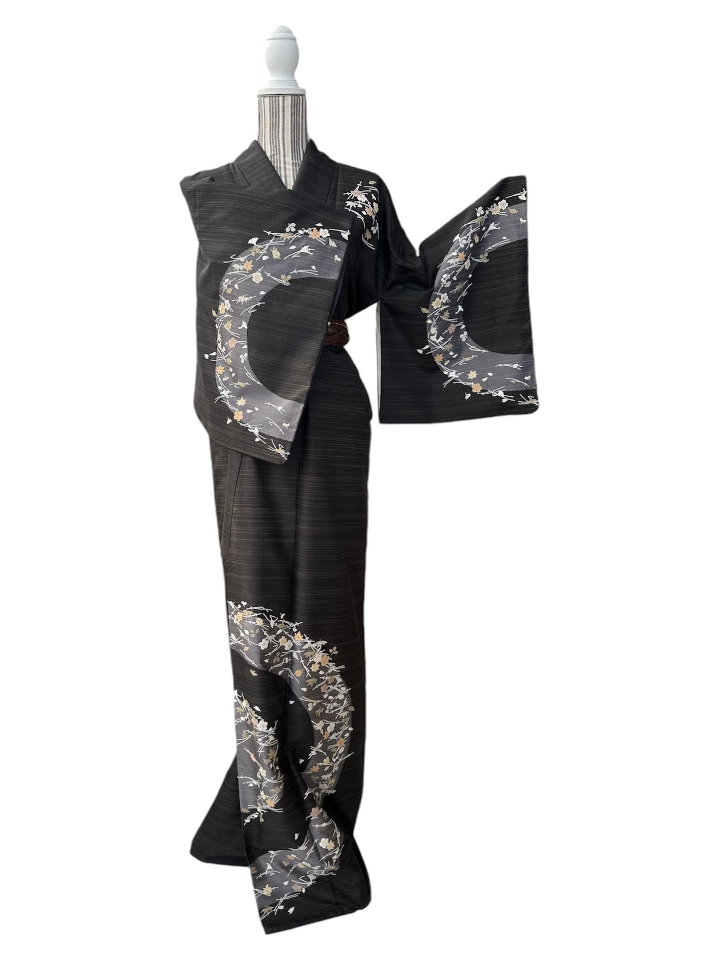Pongee Silk Ruskea Tsukesage Kimono