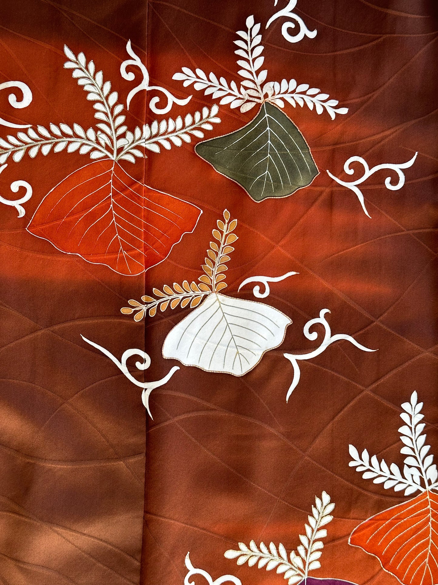 Vintage ruskea ja oranssi Tsukesage kimono