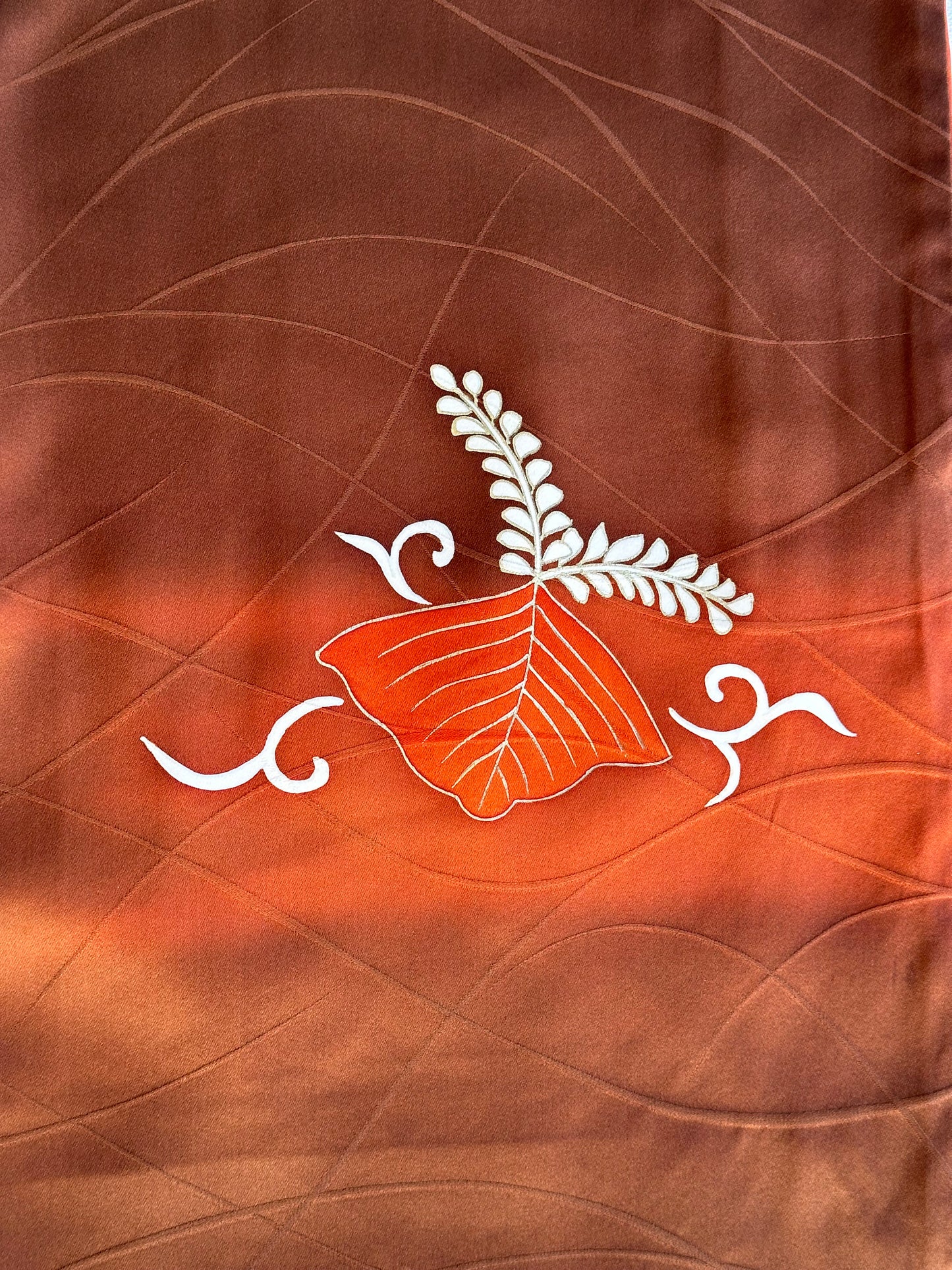 Vintage ruskea ja oranssi Tsukesage kimono