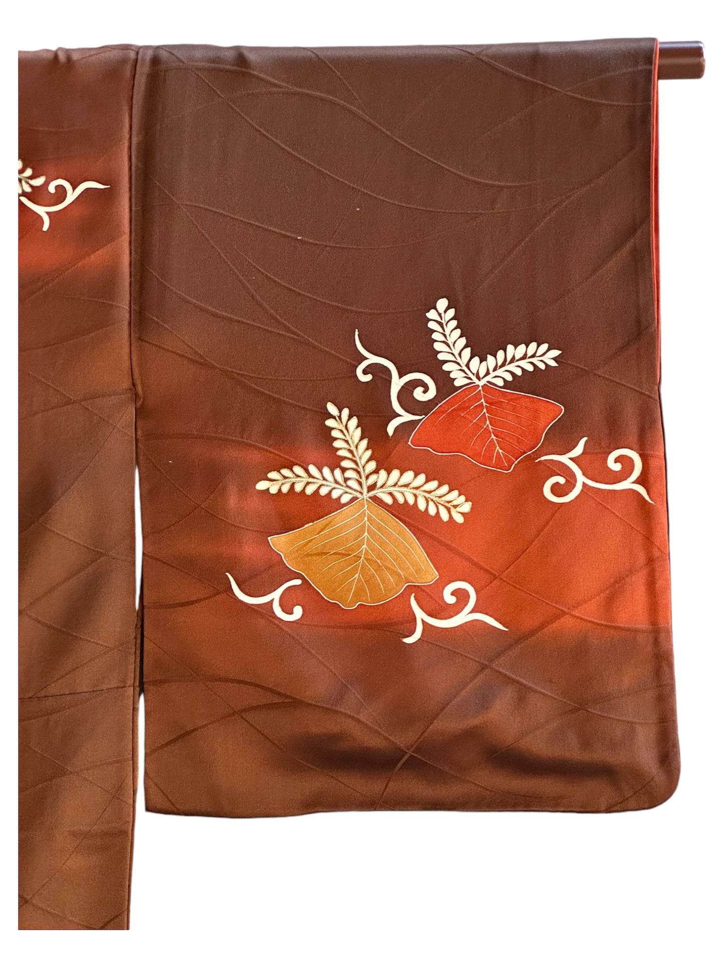 Vintage ruskea ja oranssi Tsukesage kimono