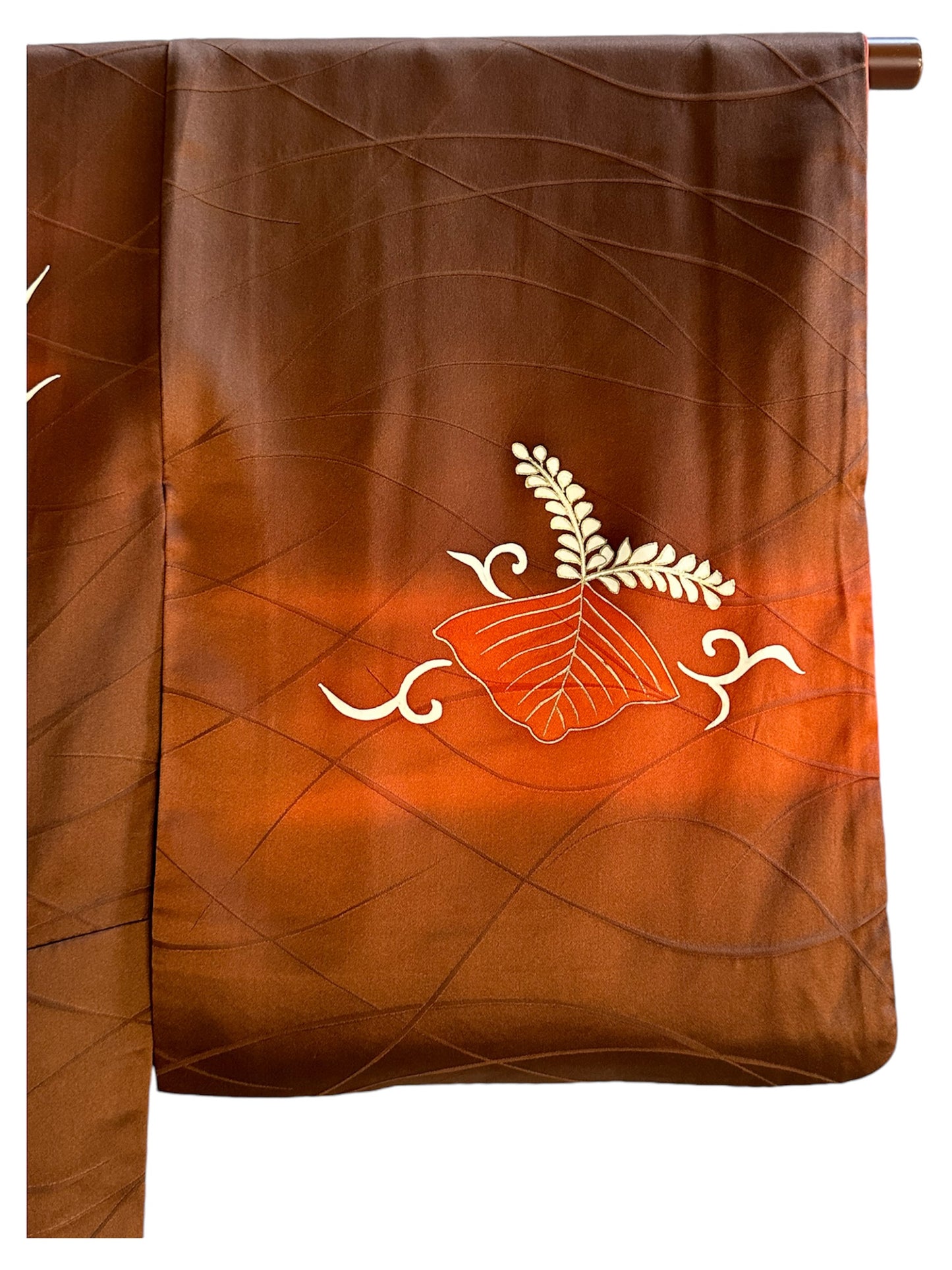 Vintage ruskea ja oranssi Tsukesage kimono