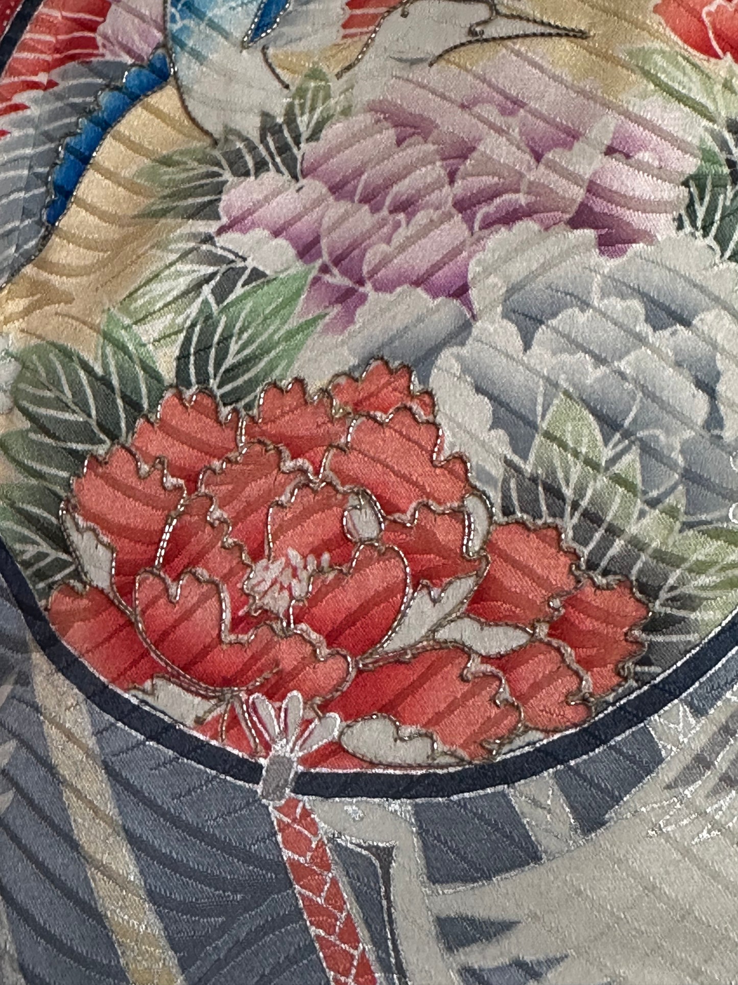 Chimono Furisode cu Tobe de mână și Cocori