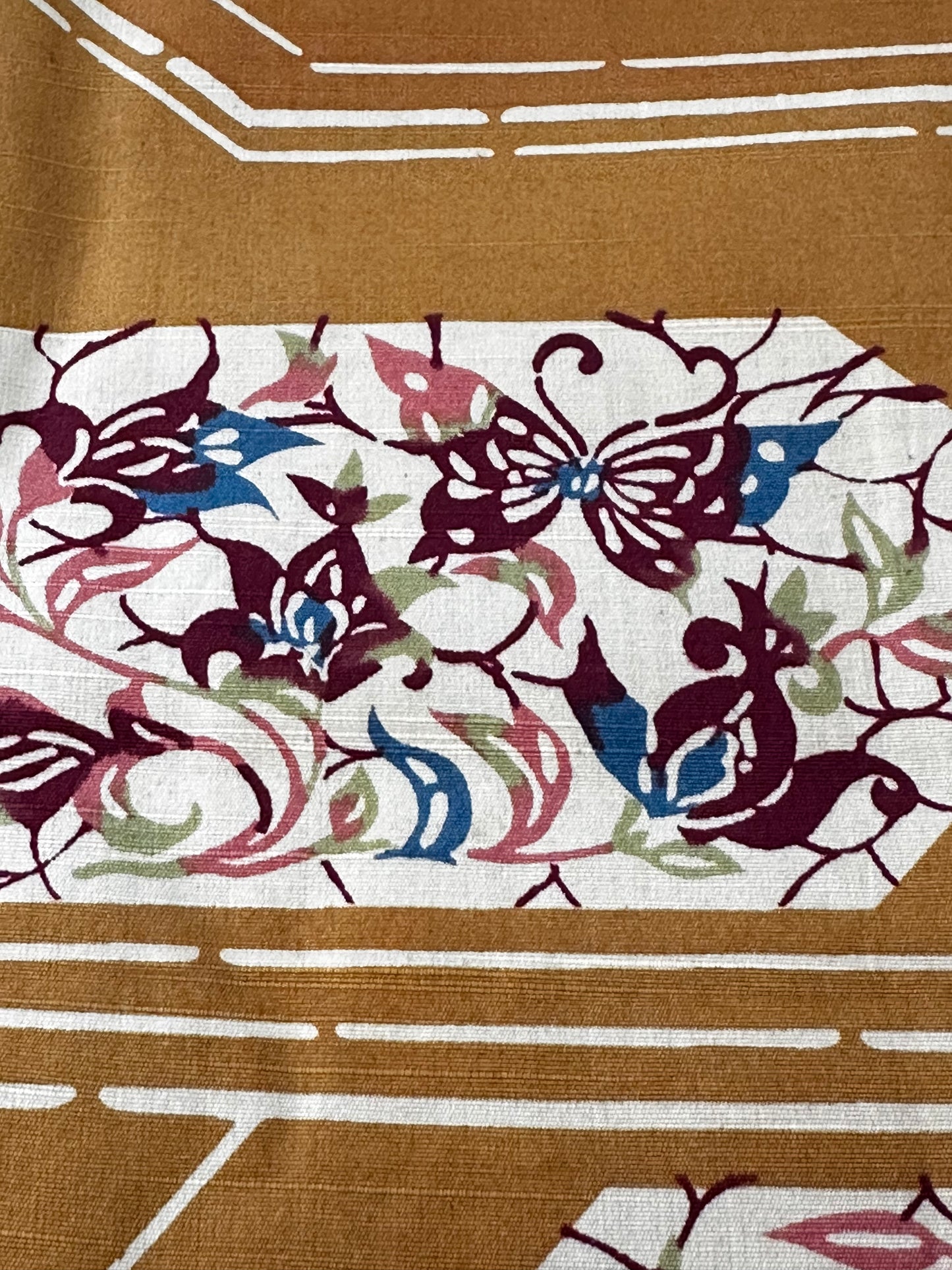 Vintage Mustard-Burgundy Fukuro Obi
