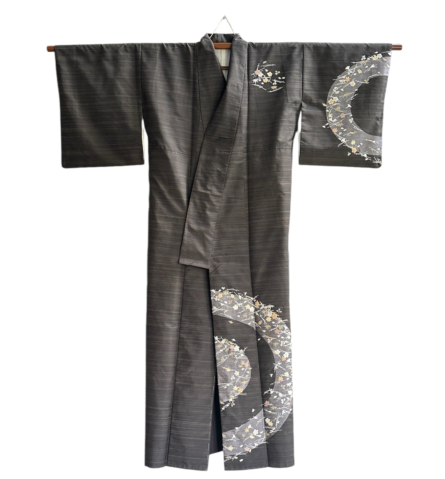 Pongee Silk Ruskea Tsukesage Kimono