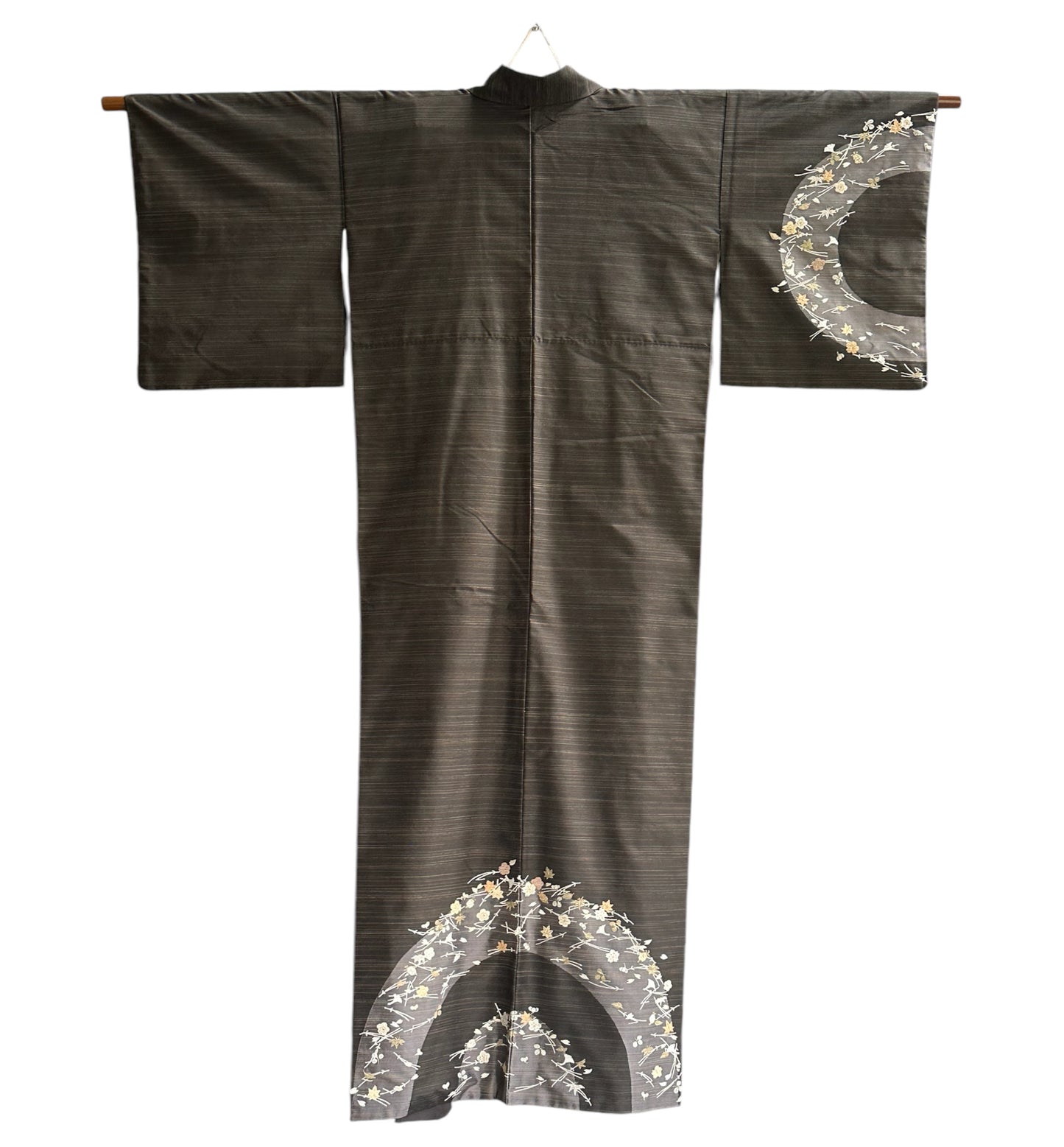 Pongee Silk Ruskea Tsukesage Kimono