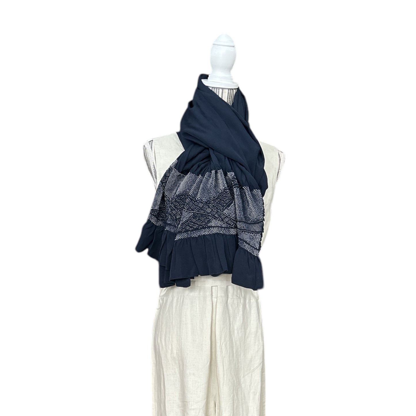 Bleumarin Shibori Heko Obi