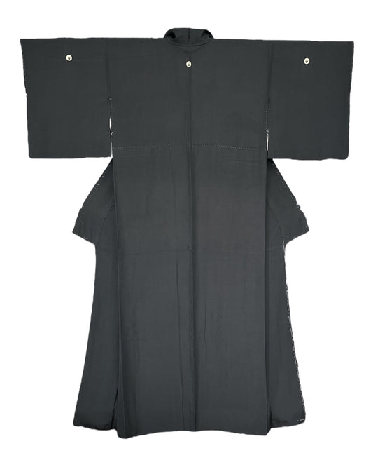 Elegant Wisteria Black Kimono