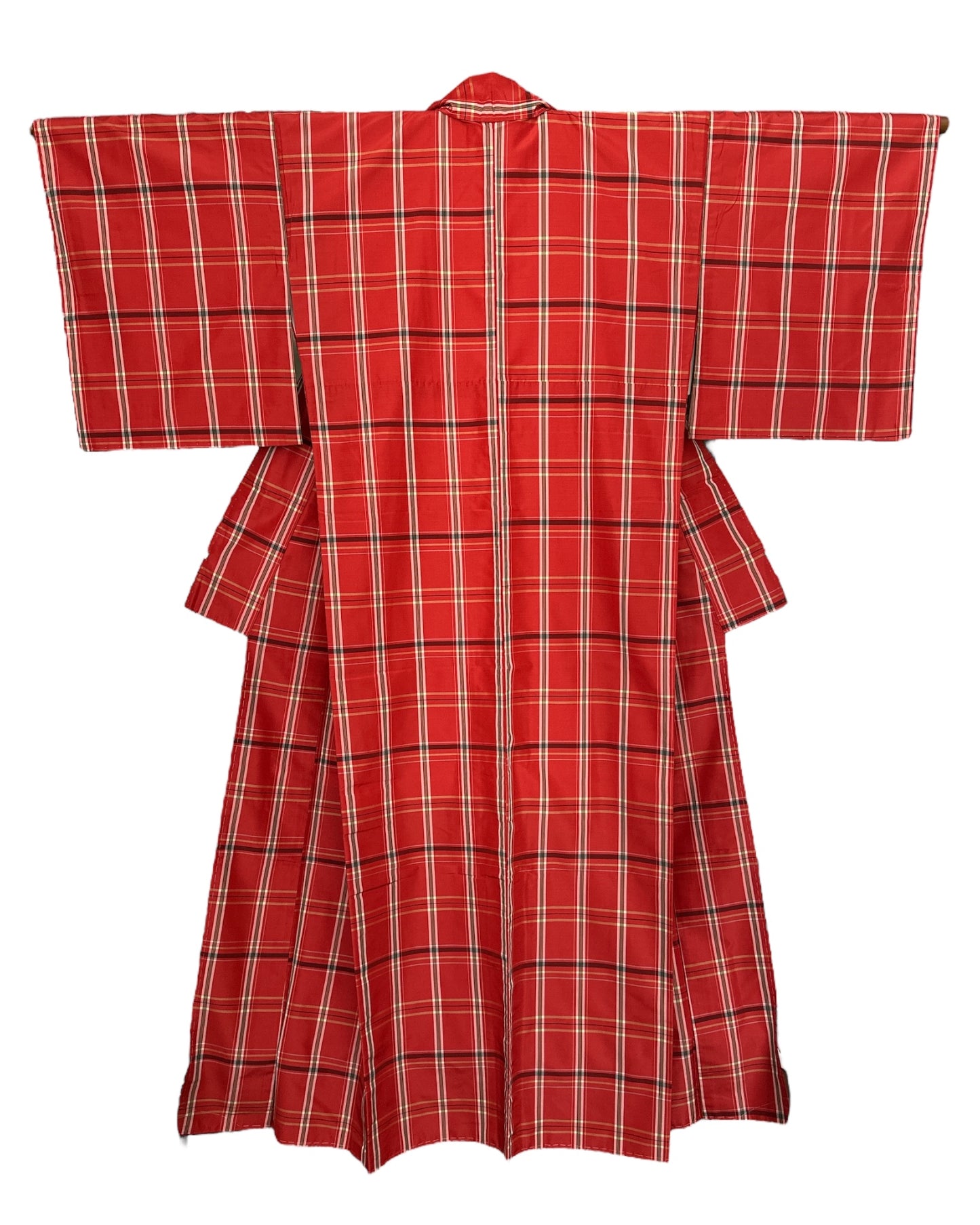 Punaruutuinen pongee-kimono