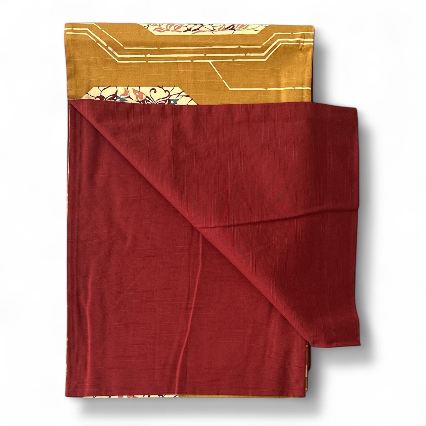 Vintage Mustard-Burgundy Fukuro Obi