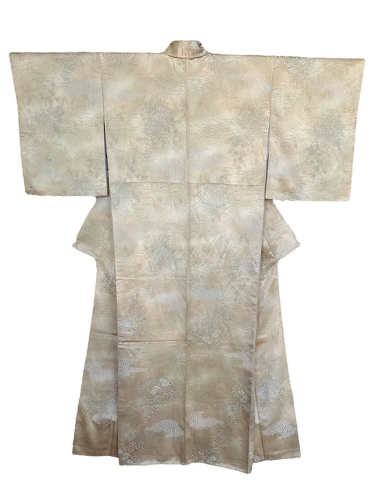 Golden Rinzu Synthetic Silk Kimono