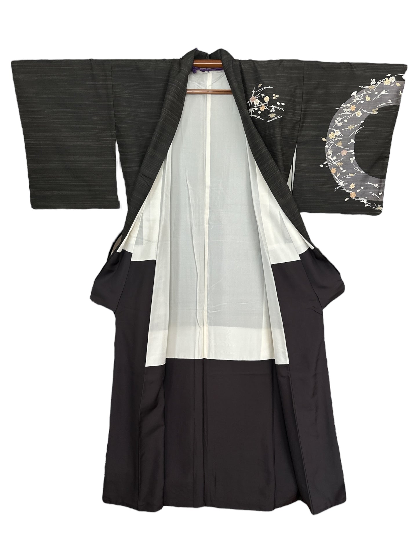 Pongee Silk Ruskea Tsukesage Kimono