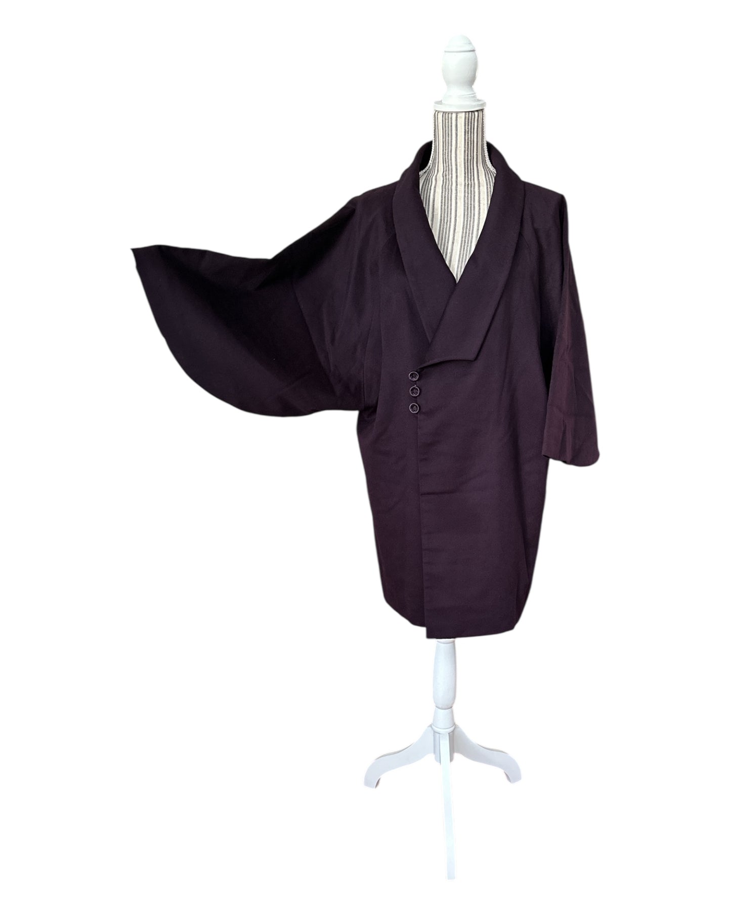 Plum Wool-Cashmere Kimono Jacket