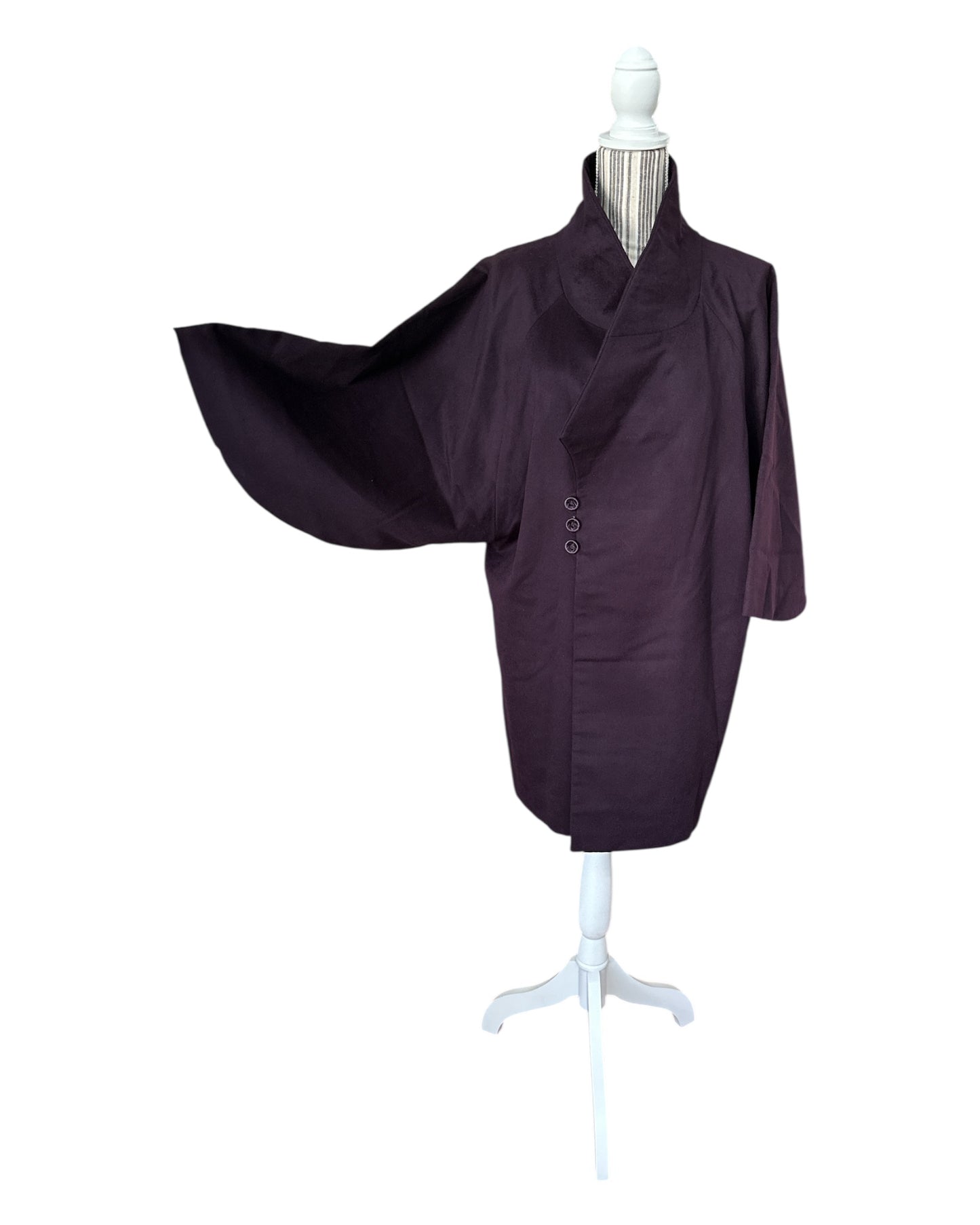 Plum Wool-Cashmere Kimono Jacket