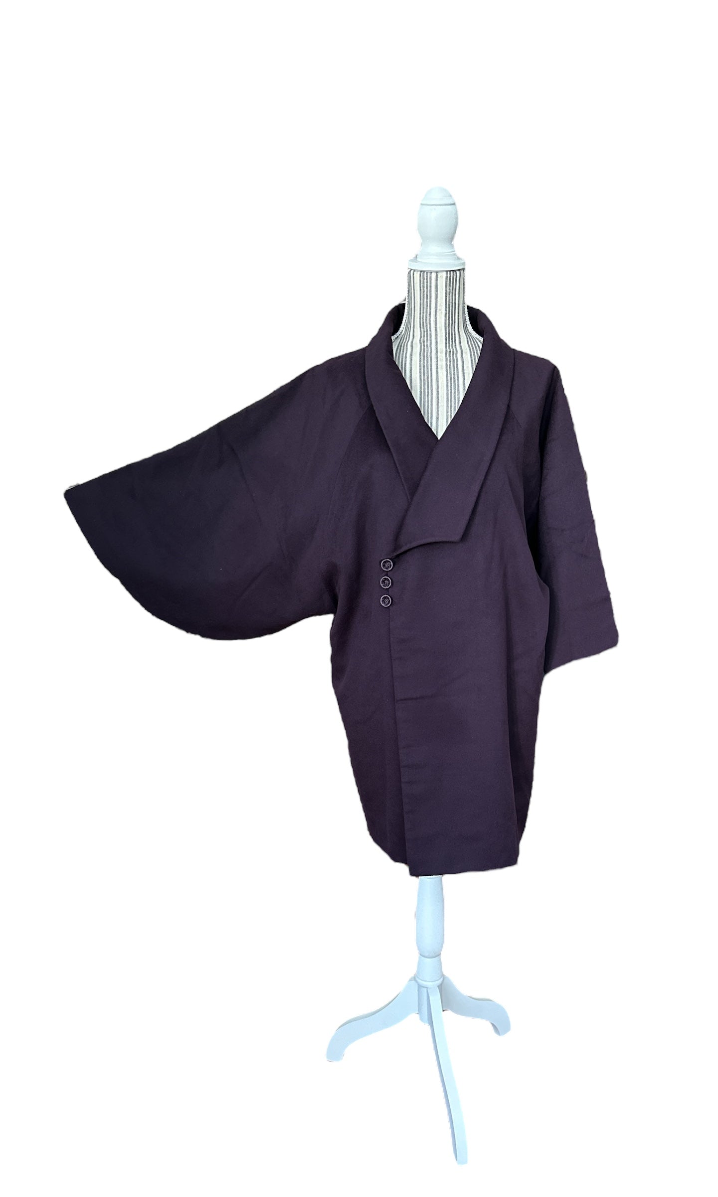 Plum Wool-Cashmere Kimono Jacket