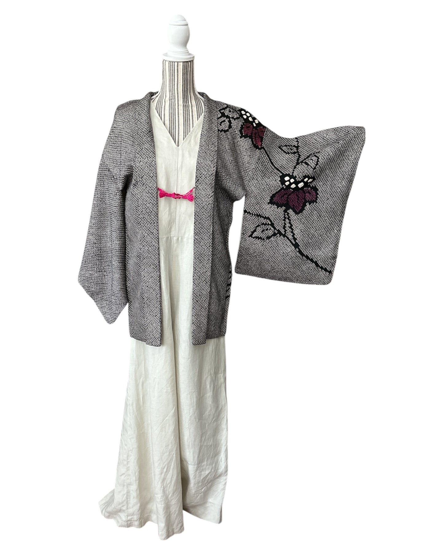 Red & Purple Floral Shibori Haori