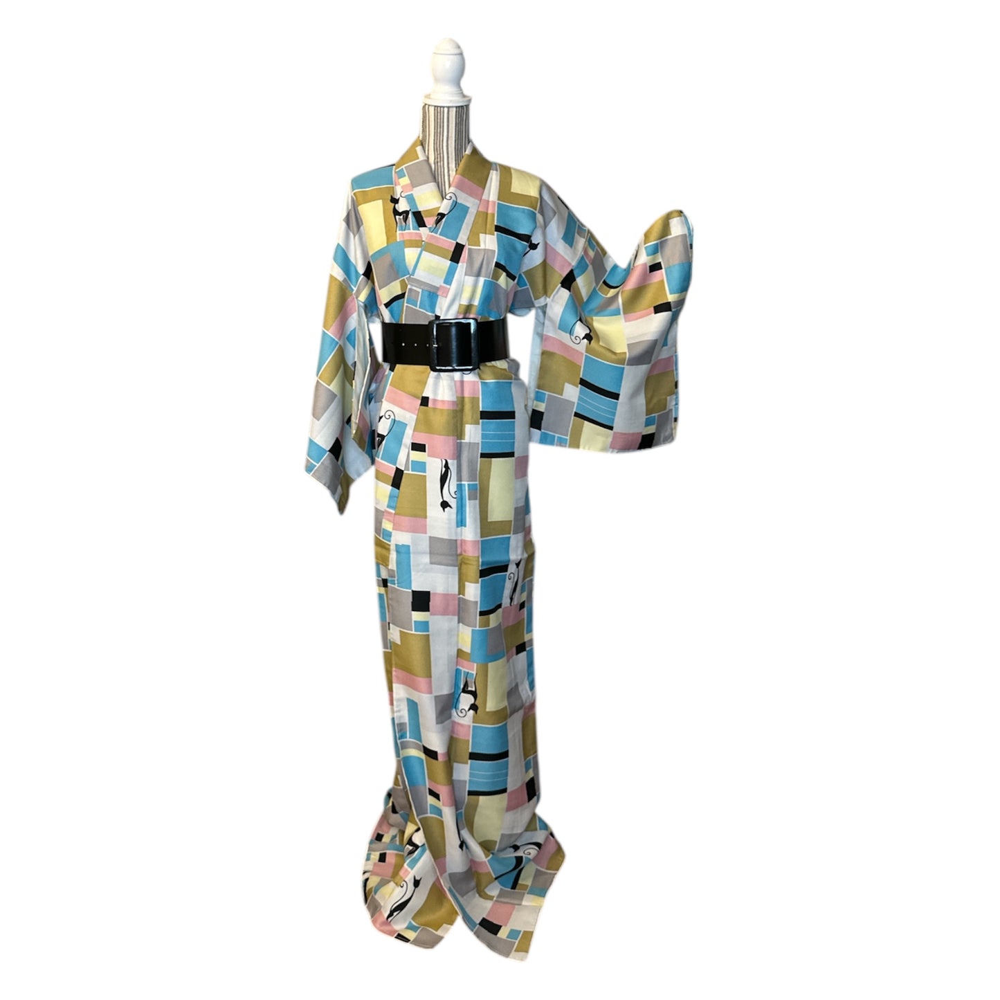 Geometrinen kissa Komon Kimono
