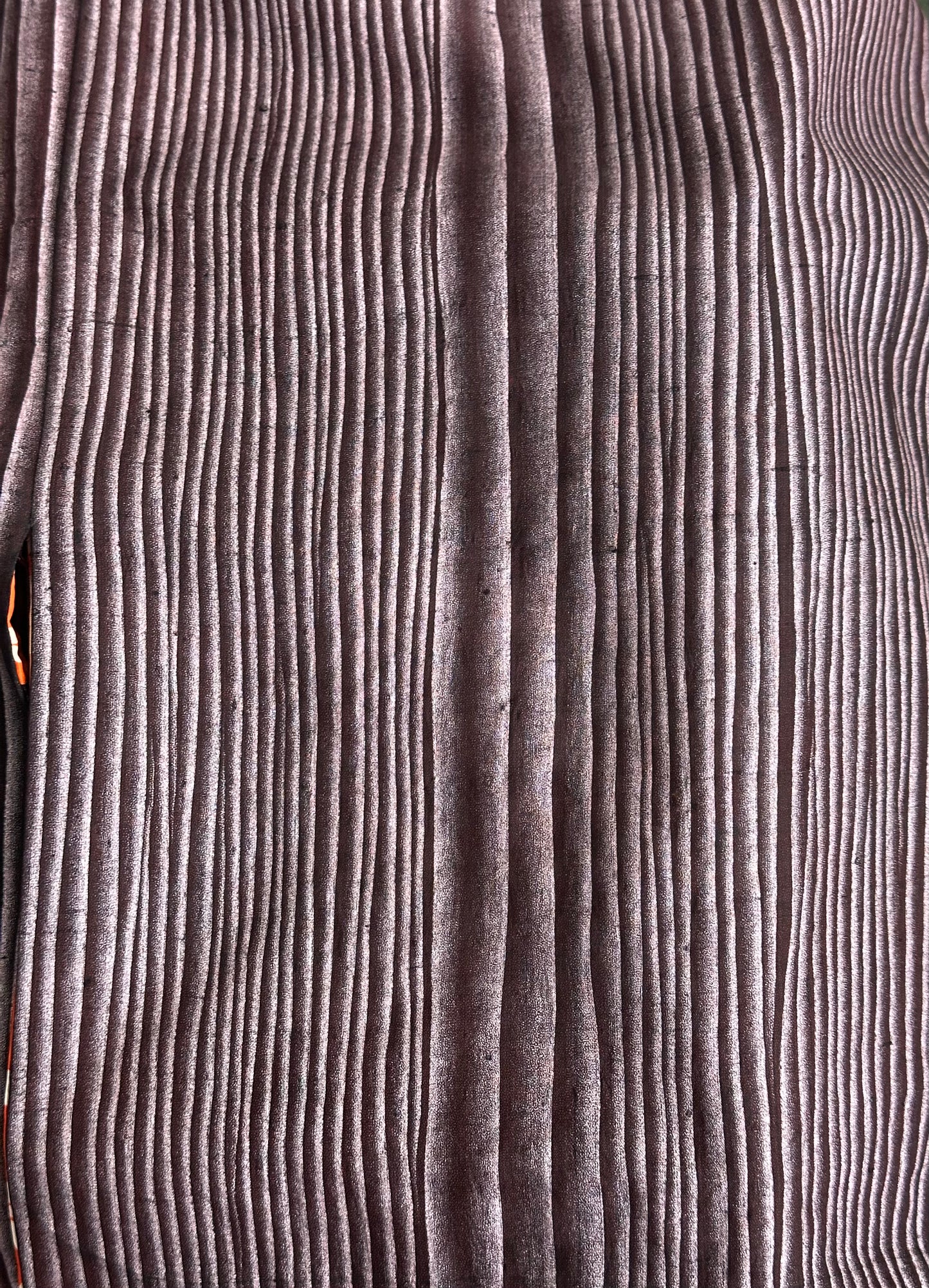Vintage Silk Haori – Plum & Silver Woven Jacket