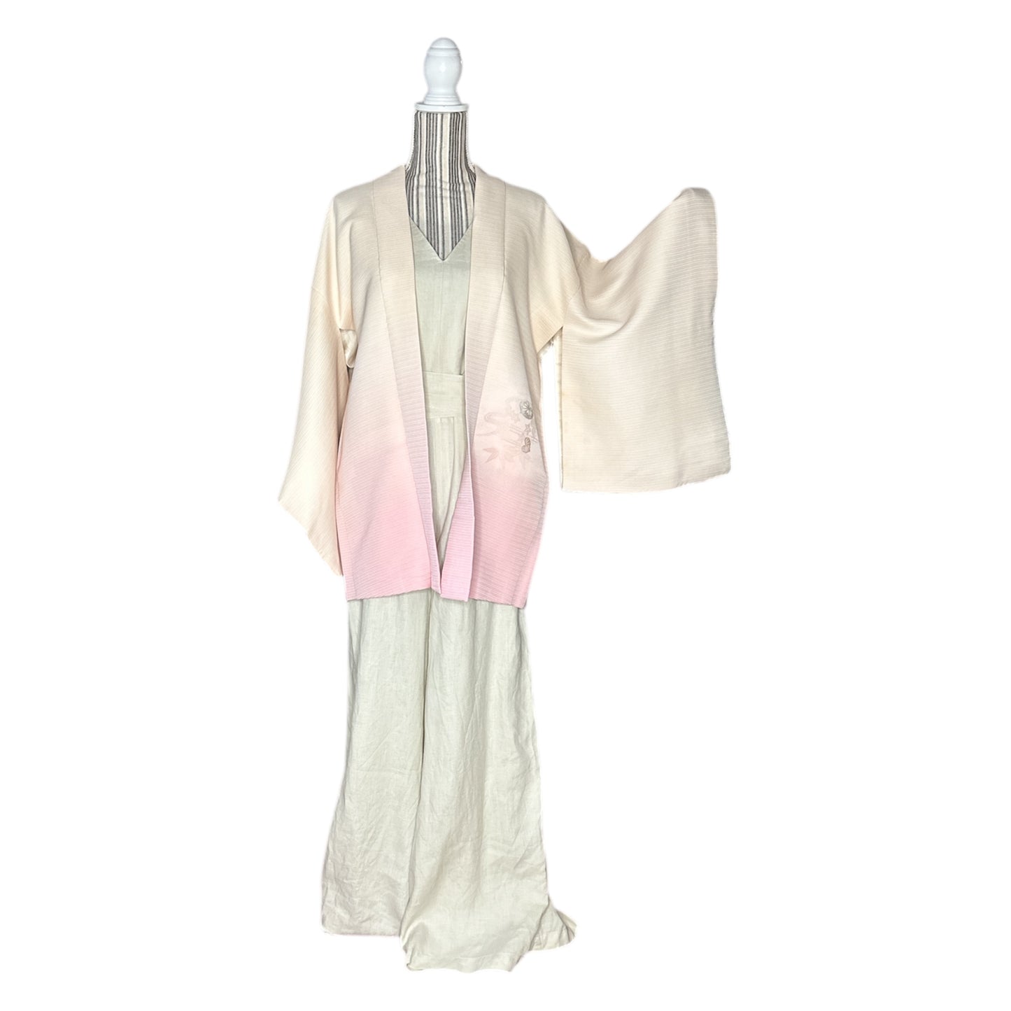 Helmi- ja pinkki gradienttikukkainen Haori