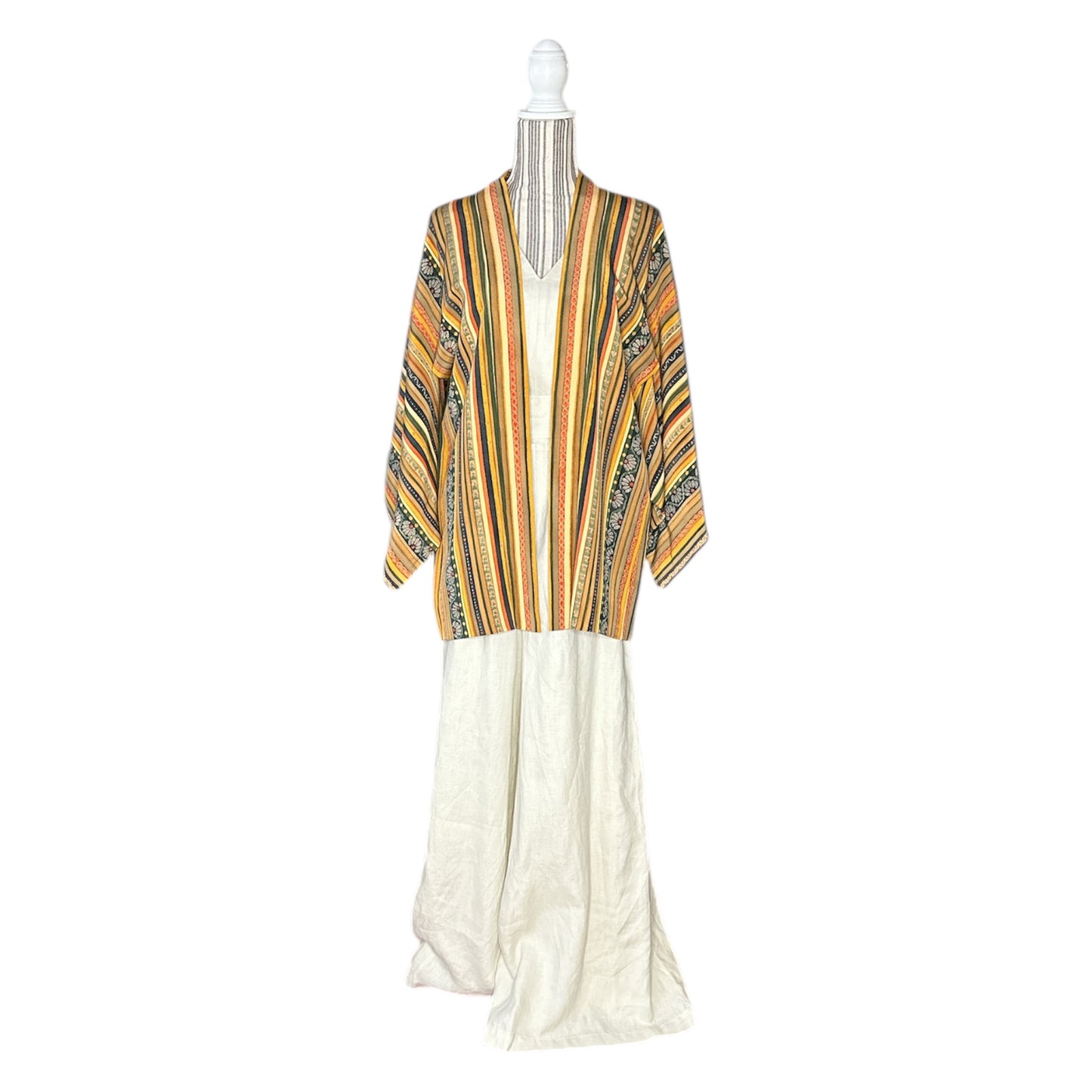 Kirkkaanvärinen raita Vintage Haori