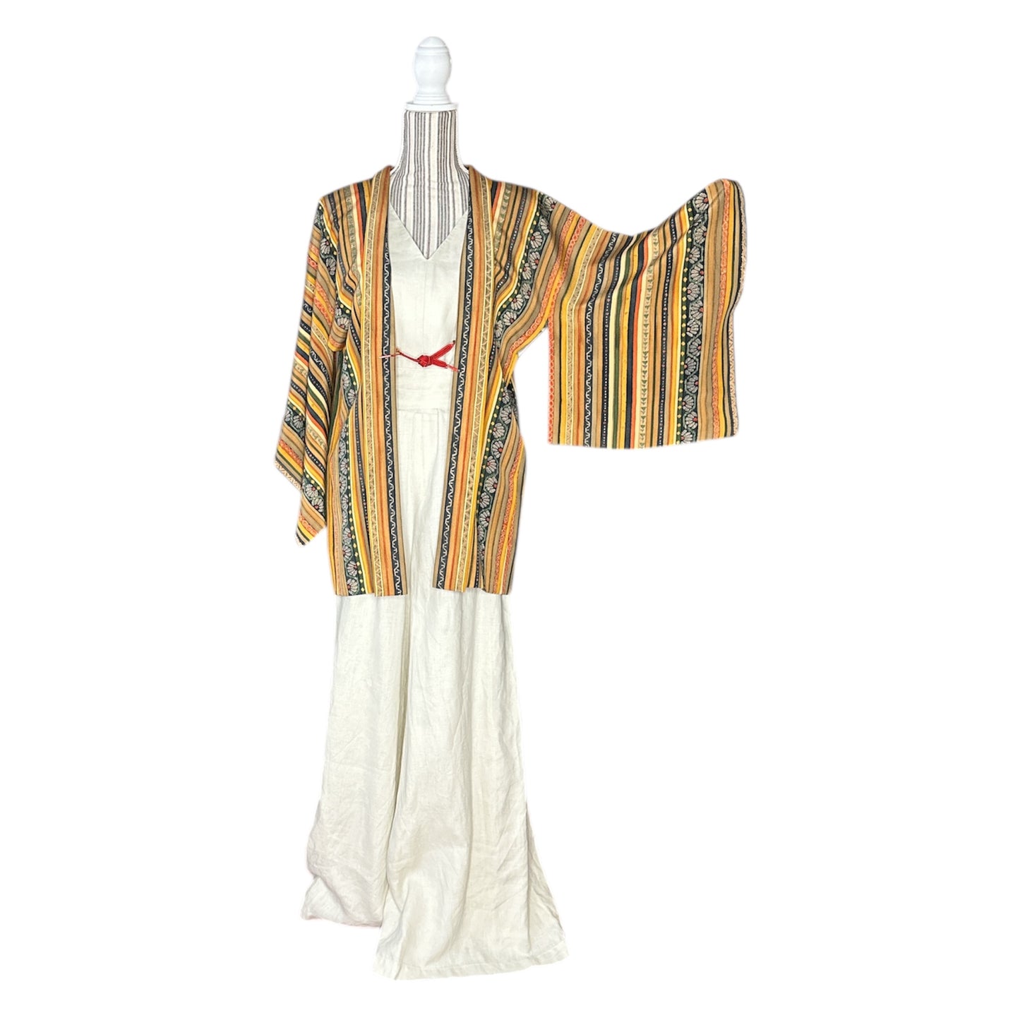 Kirkkaanvärinen raita Vintage Haori