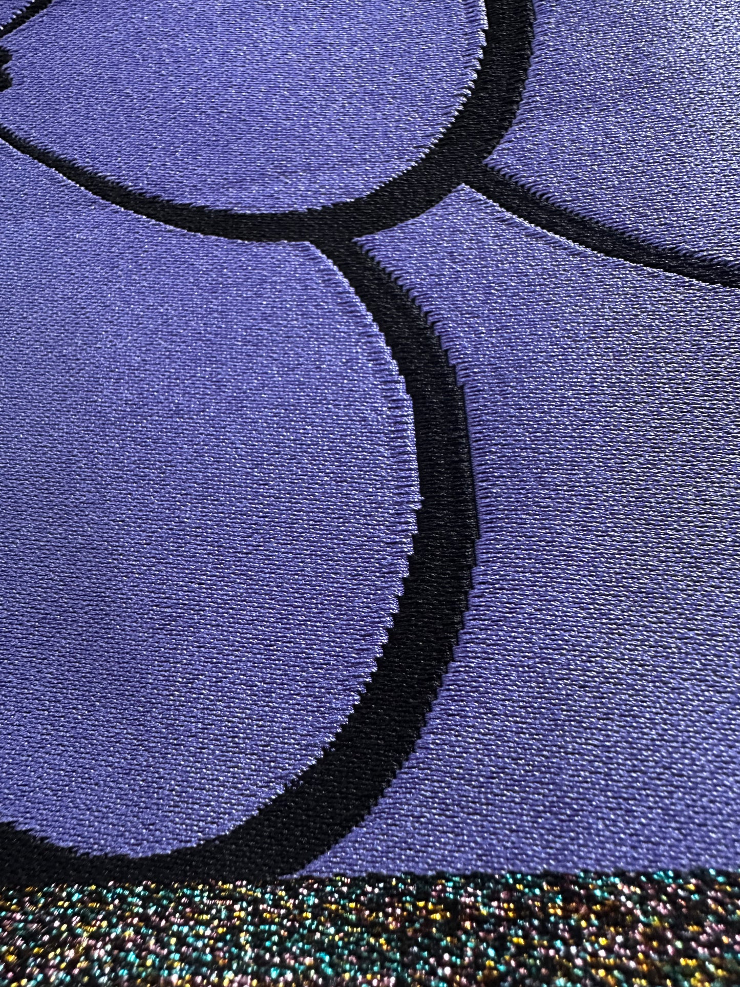Purppura Sakura ja Musta Kukkakuvioinen Hanhaba Obi