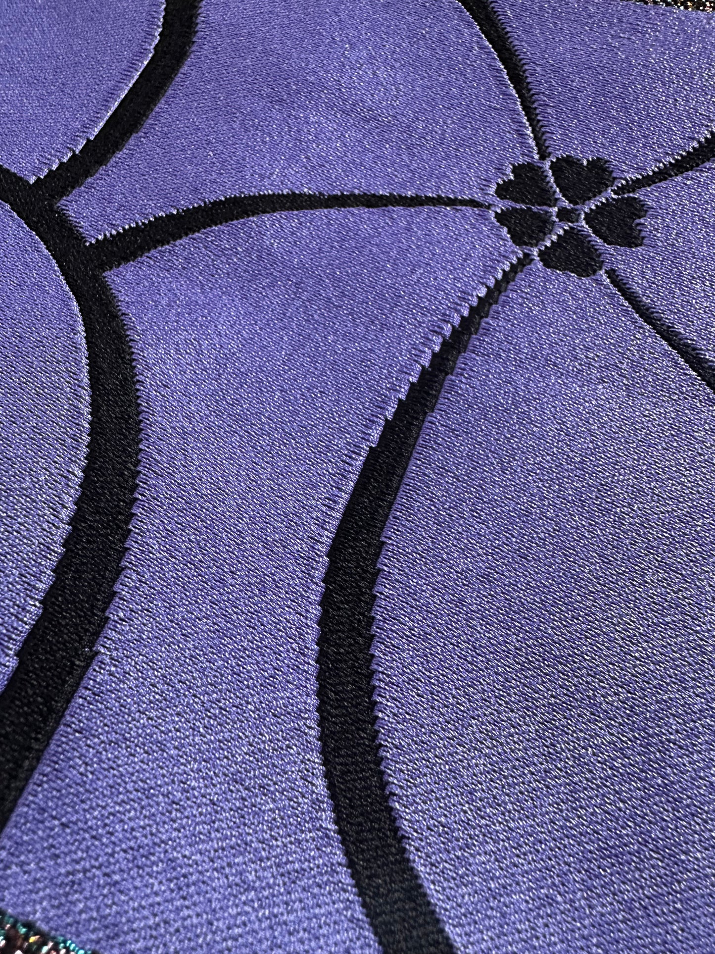 Purppura Sakura ja Musta Kukkakuvioinen Hanhaba Obi