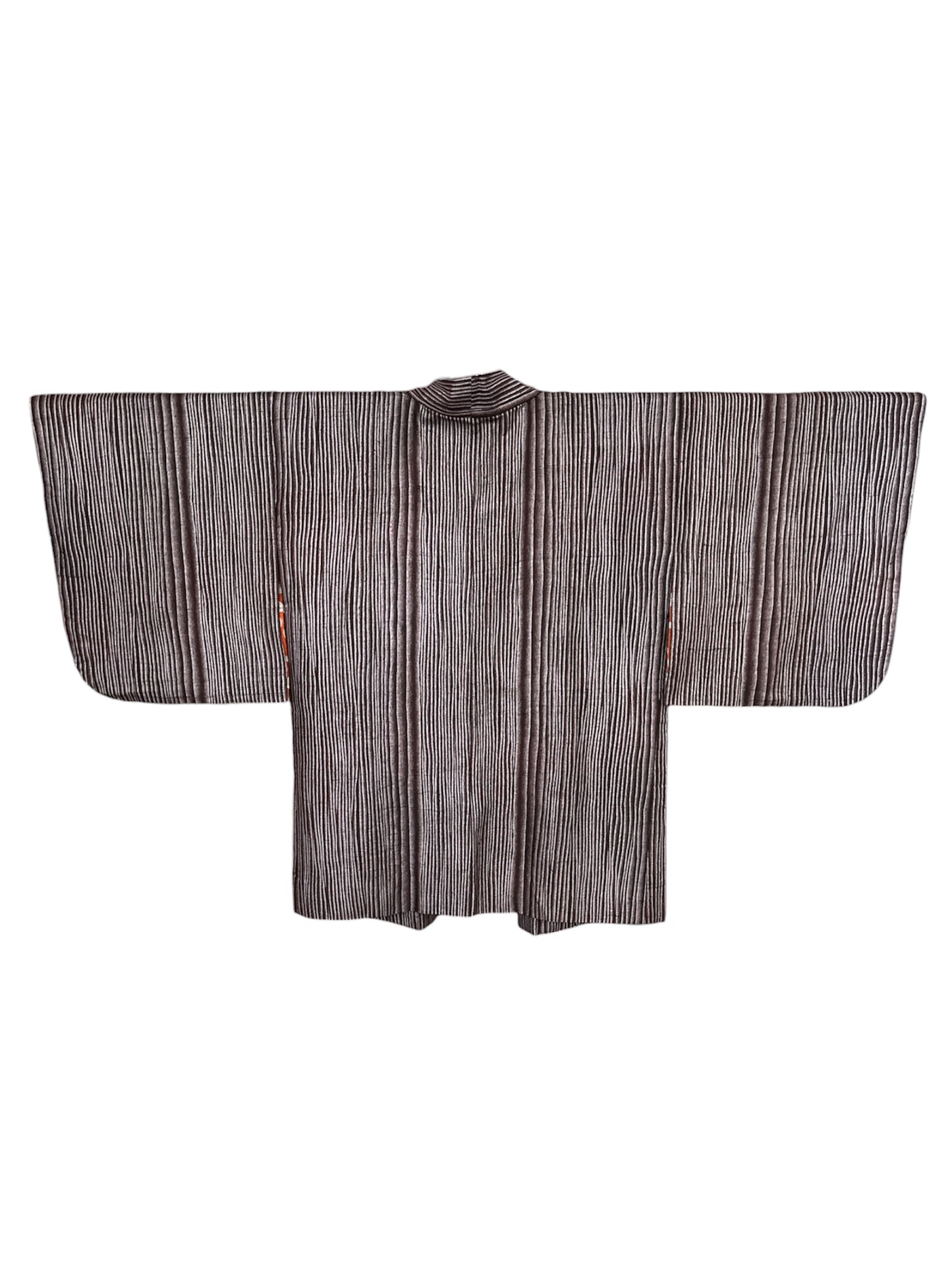 Vintage Silk Haori – Plum & Silver Woven Jacket