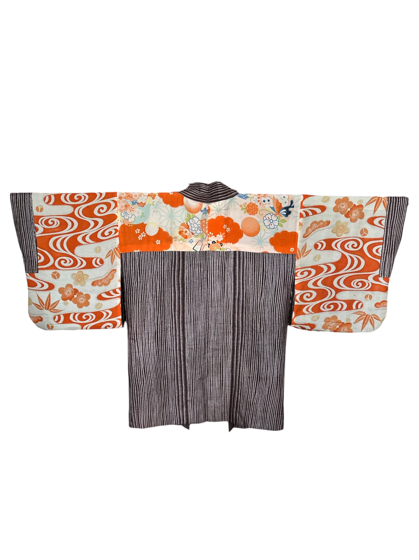 Vintage Silk Haori – Plum & Silver Woven Jacket