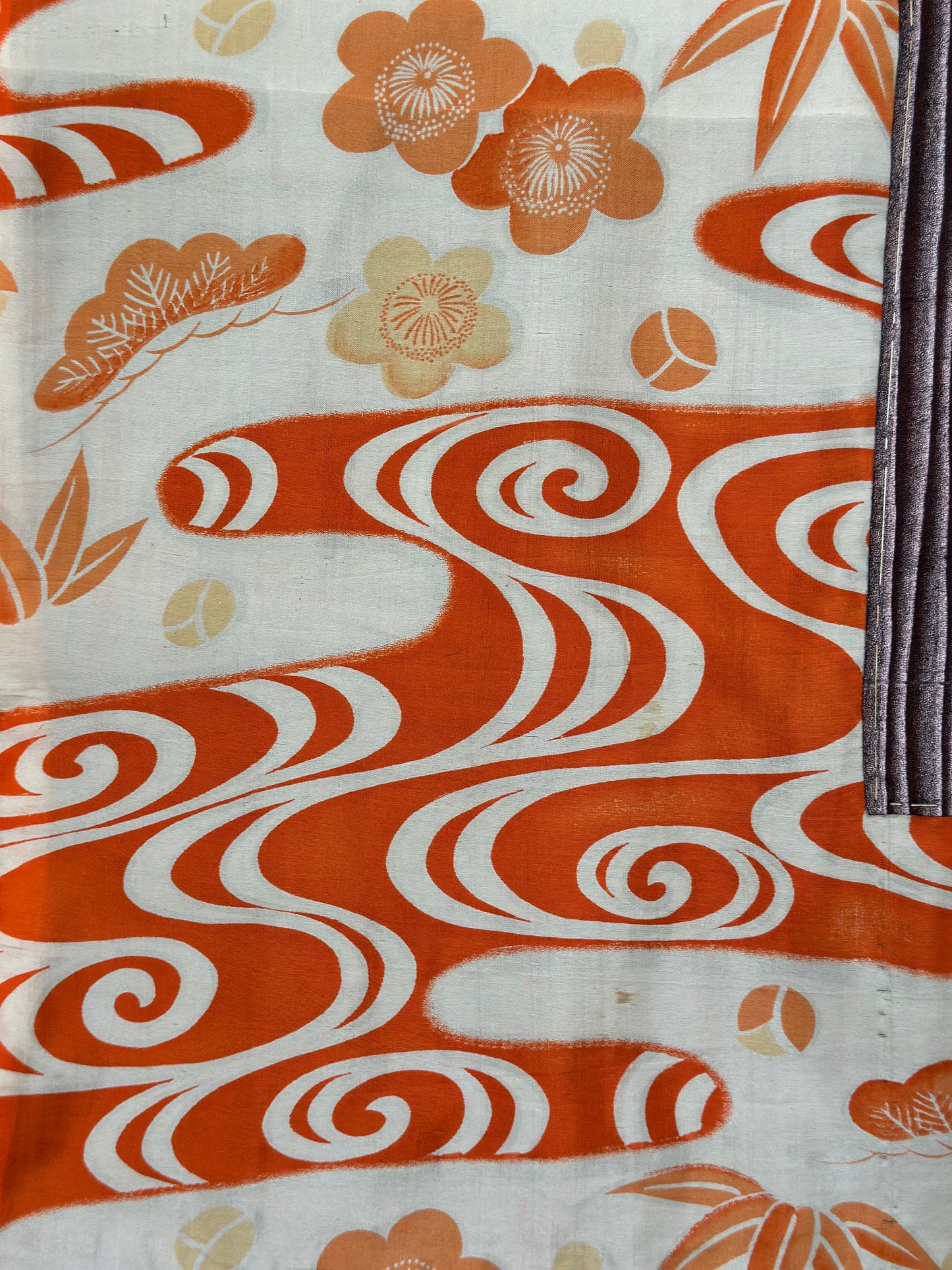 Vintage Silk Haori – Plum & Silver Woven Jacket