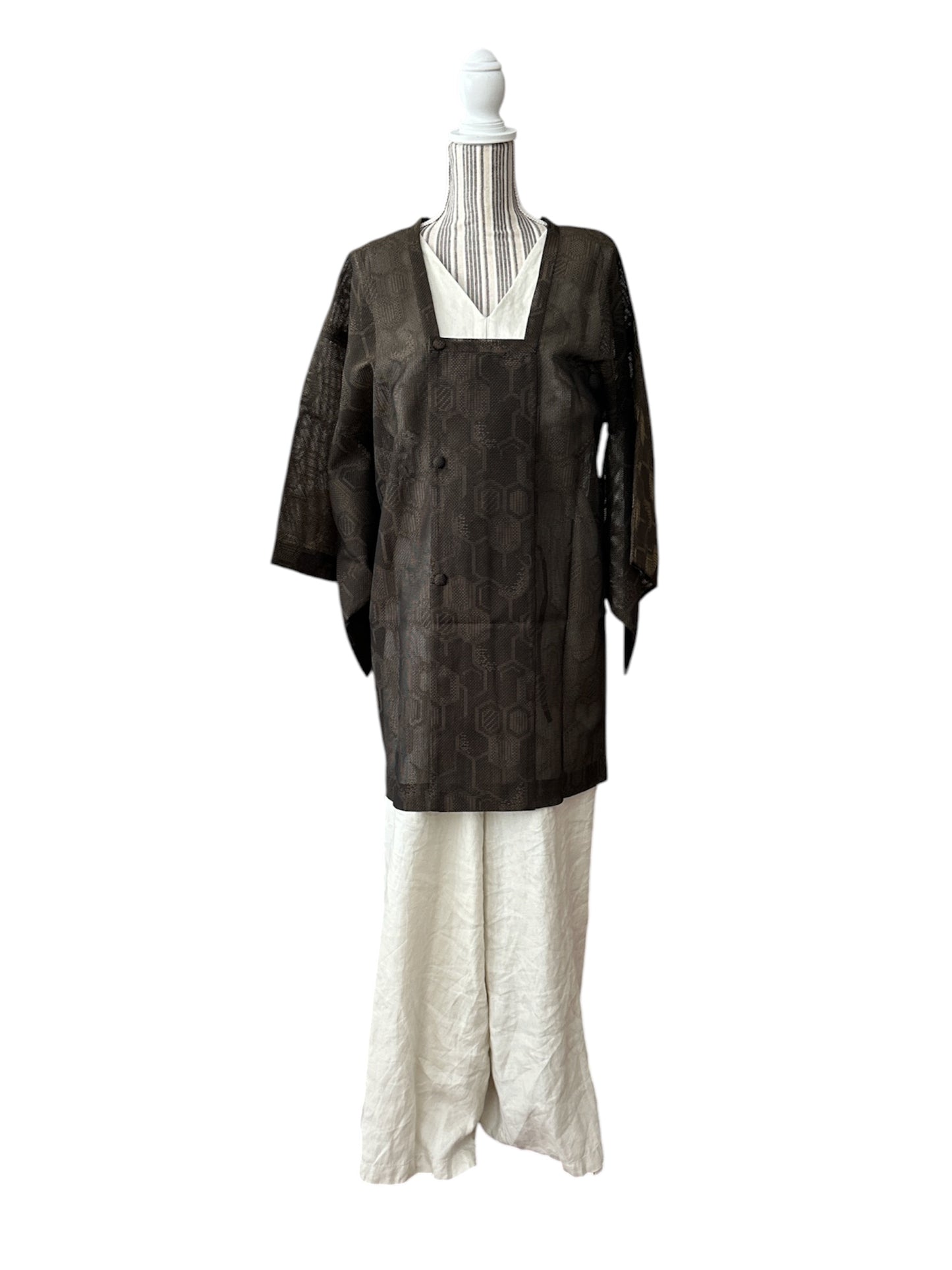 Vintage Summer Michiyuki – Brown Kikkō Weave