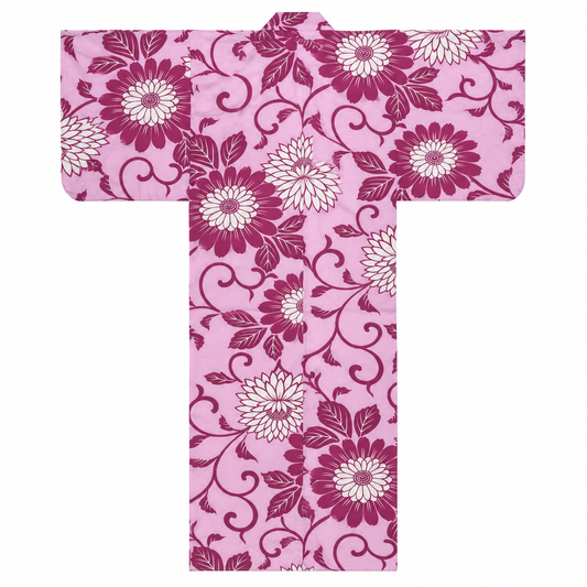 Yukata roz Kiku și Karakusa