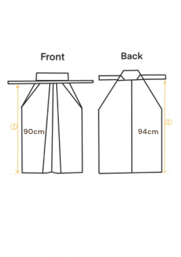 Front and back dimension diagram of a tent, showing a height of 90 cm on the front and 94 cm on the back, with simple black line drawings on a white background.