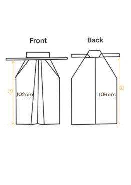 Front and back dimension diagram of a tent or canopy, showing line drawings with measurements labeled 102 cm and 106 cm.