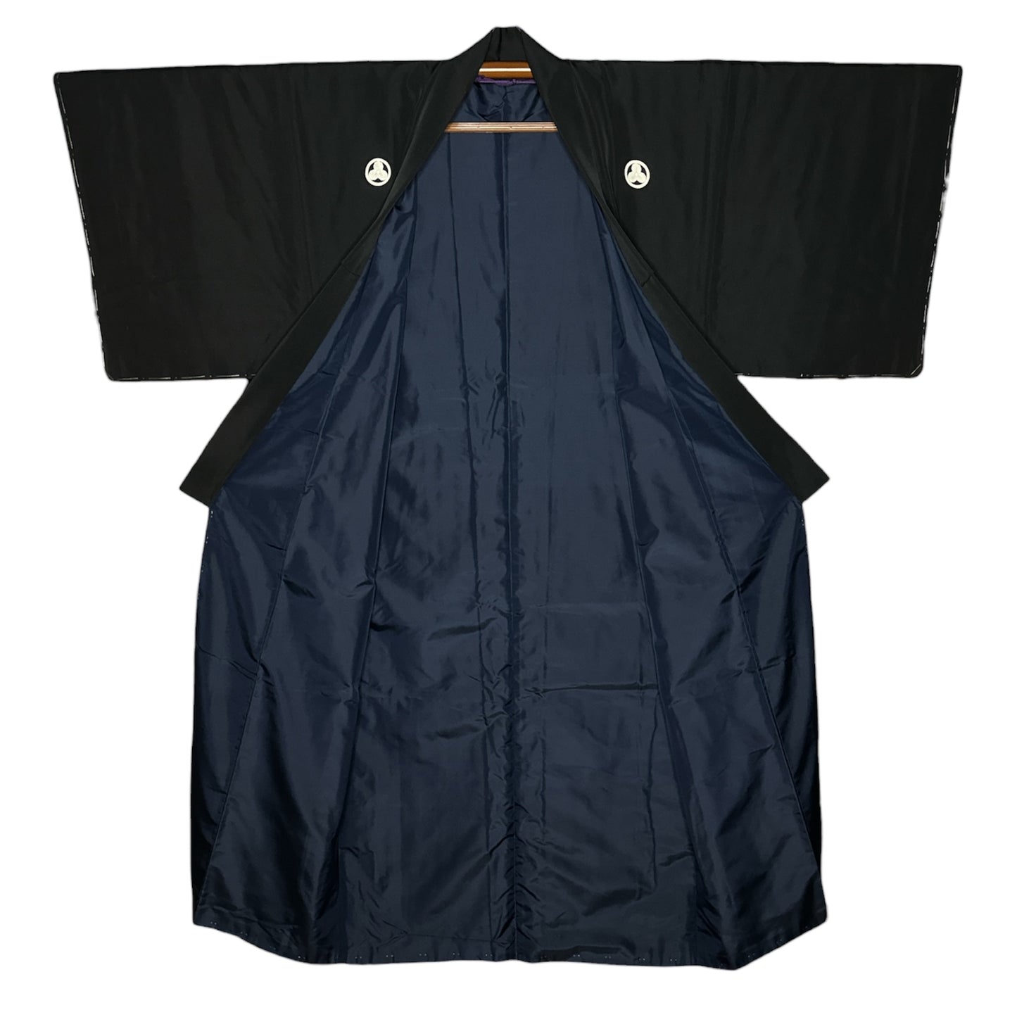 Five-Crest Black Silk Kimono