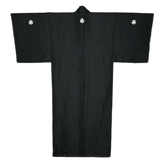 Five-Crest Black Silk Kimono