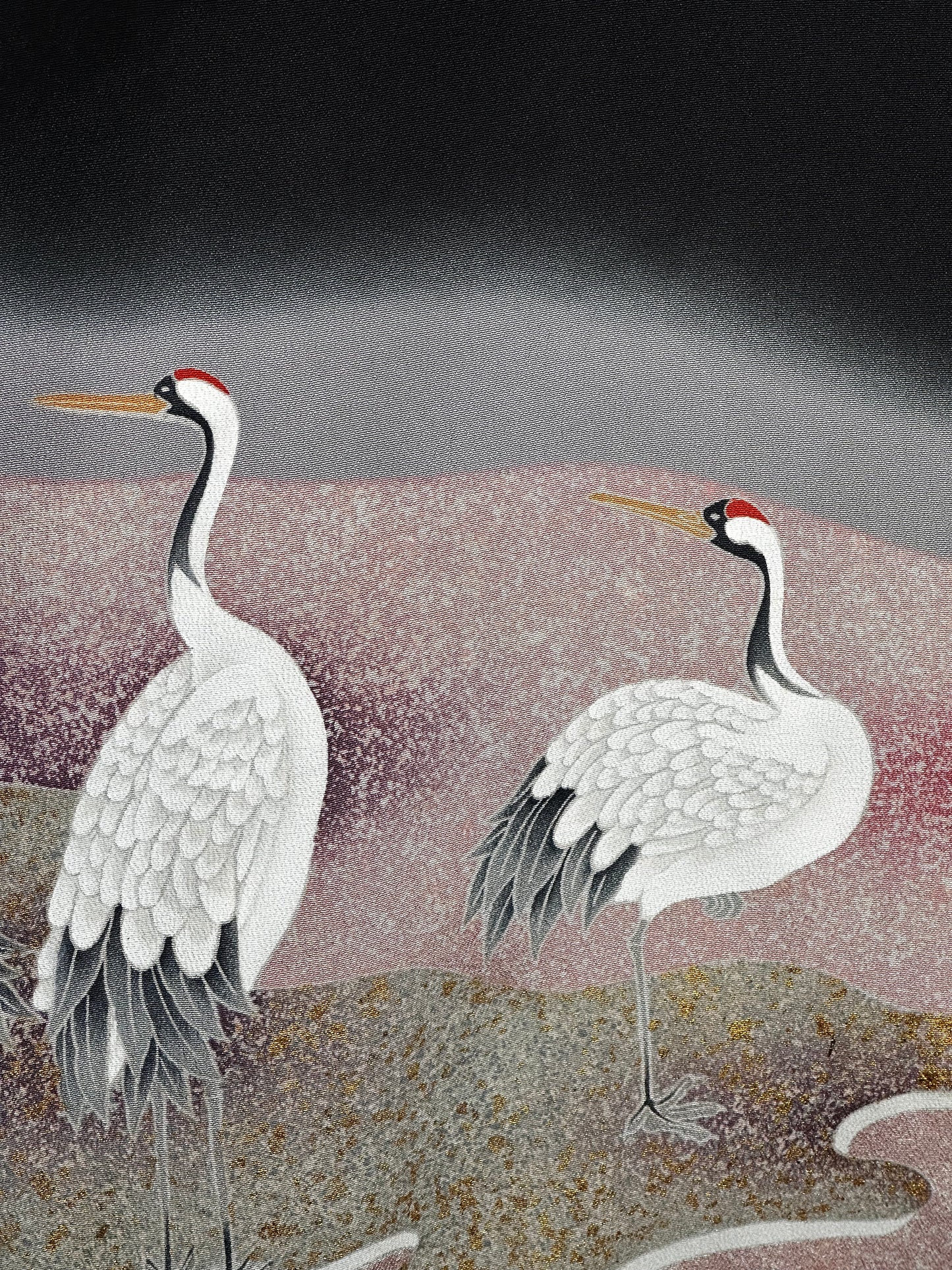 Resting Cranes Kurotomesode