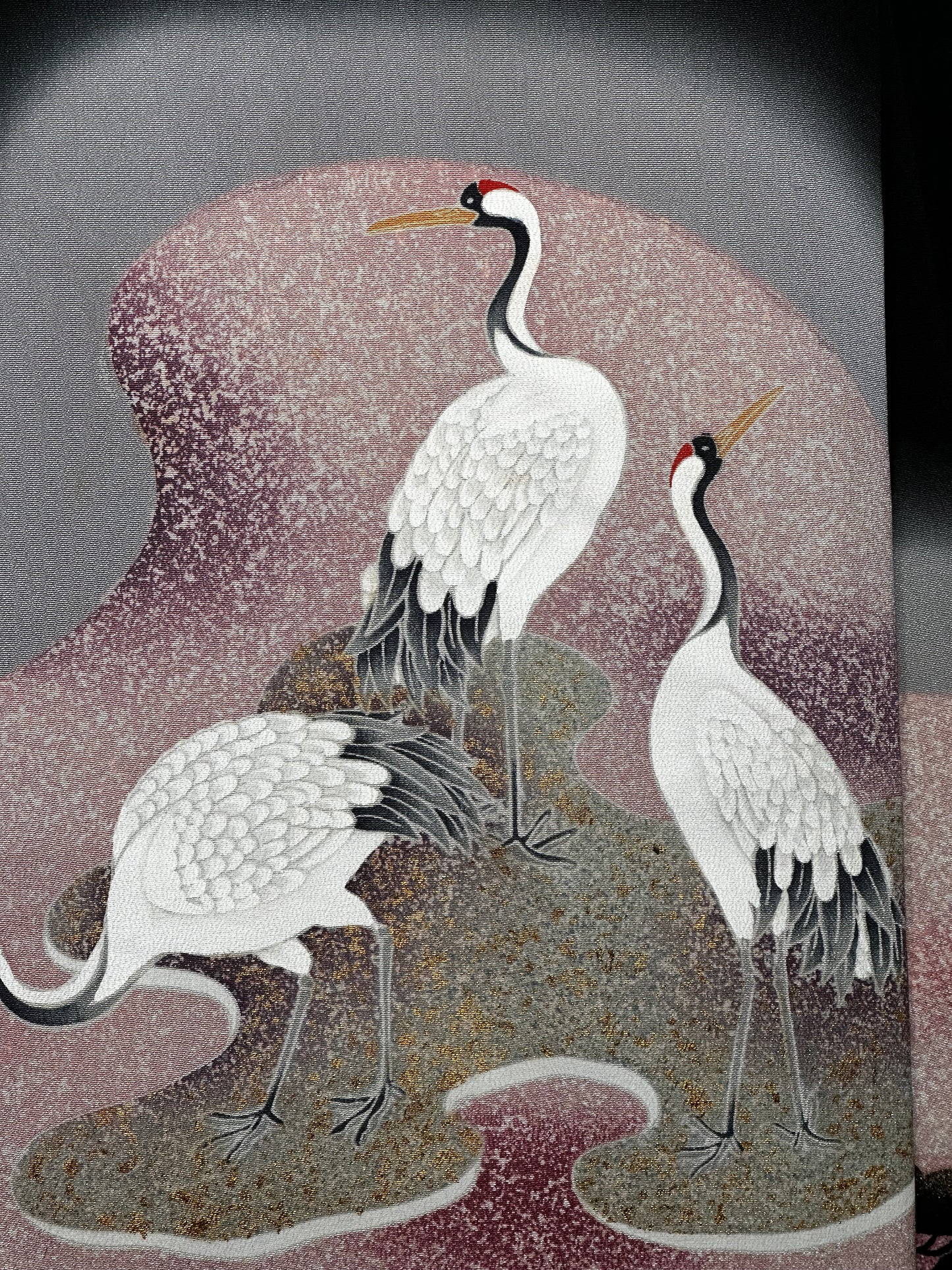 Resting Cranes Kurotomesode