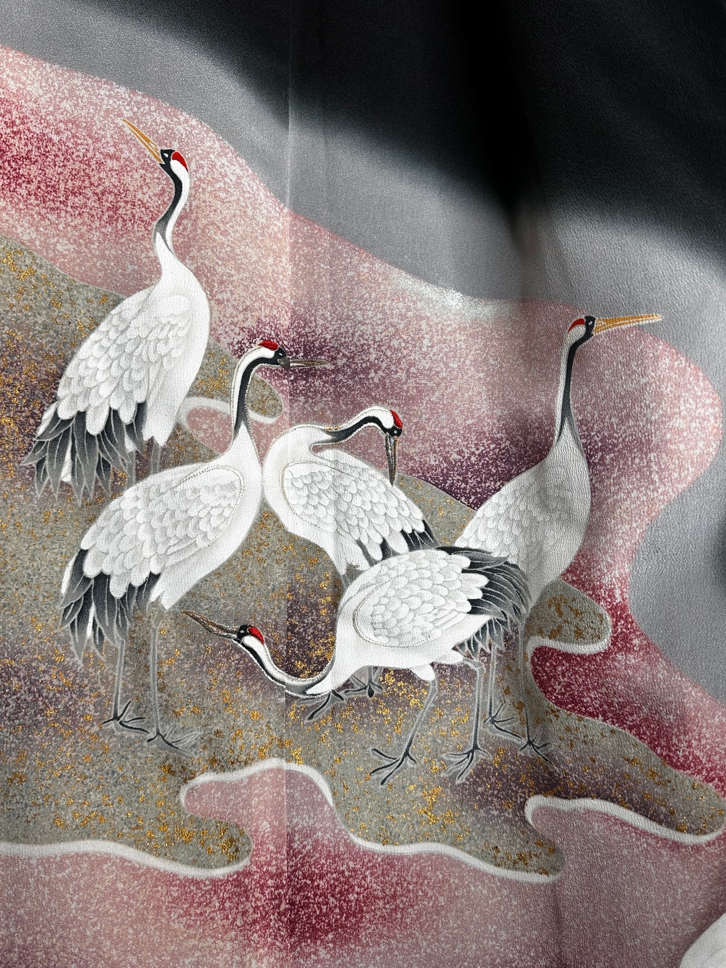 Resting Cranes Kurotomesode