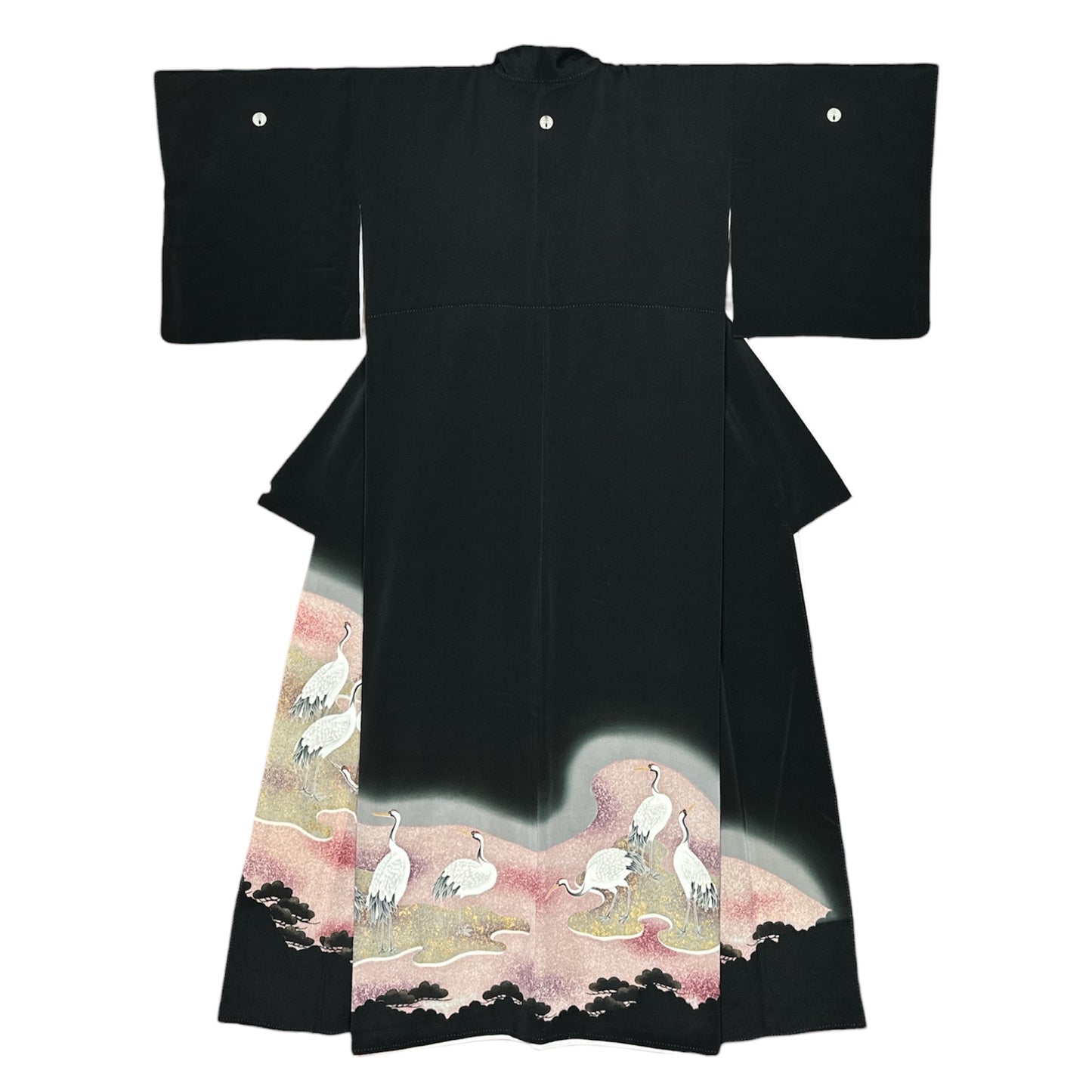 Resting Cranes Kurotomesode