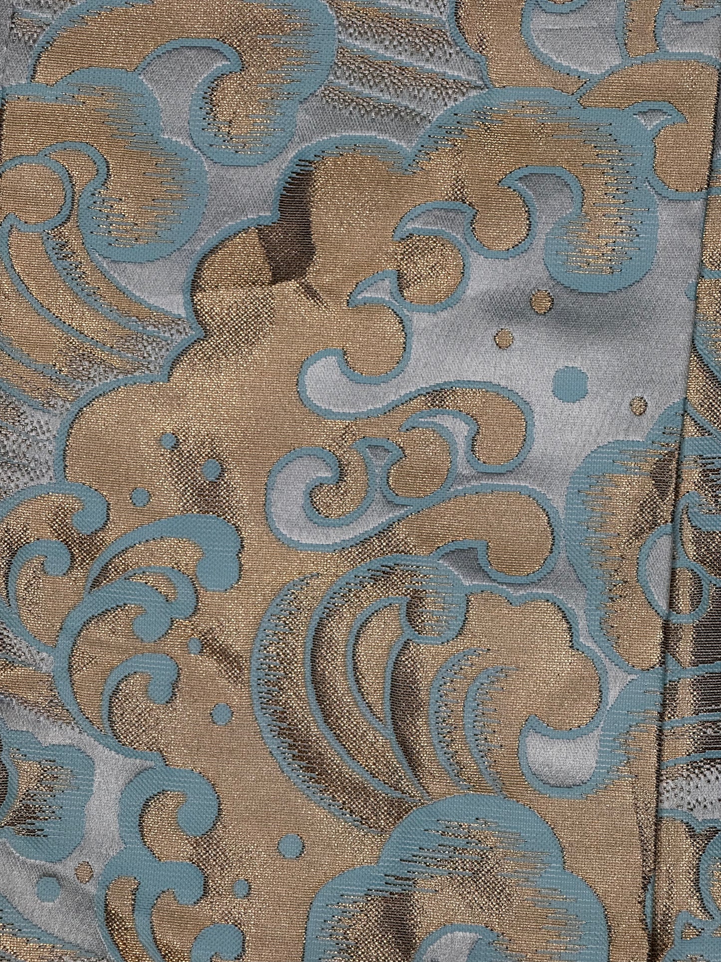 Umanori Hakama | Light Blue Seigaiha Pattern & Gold Waves