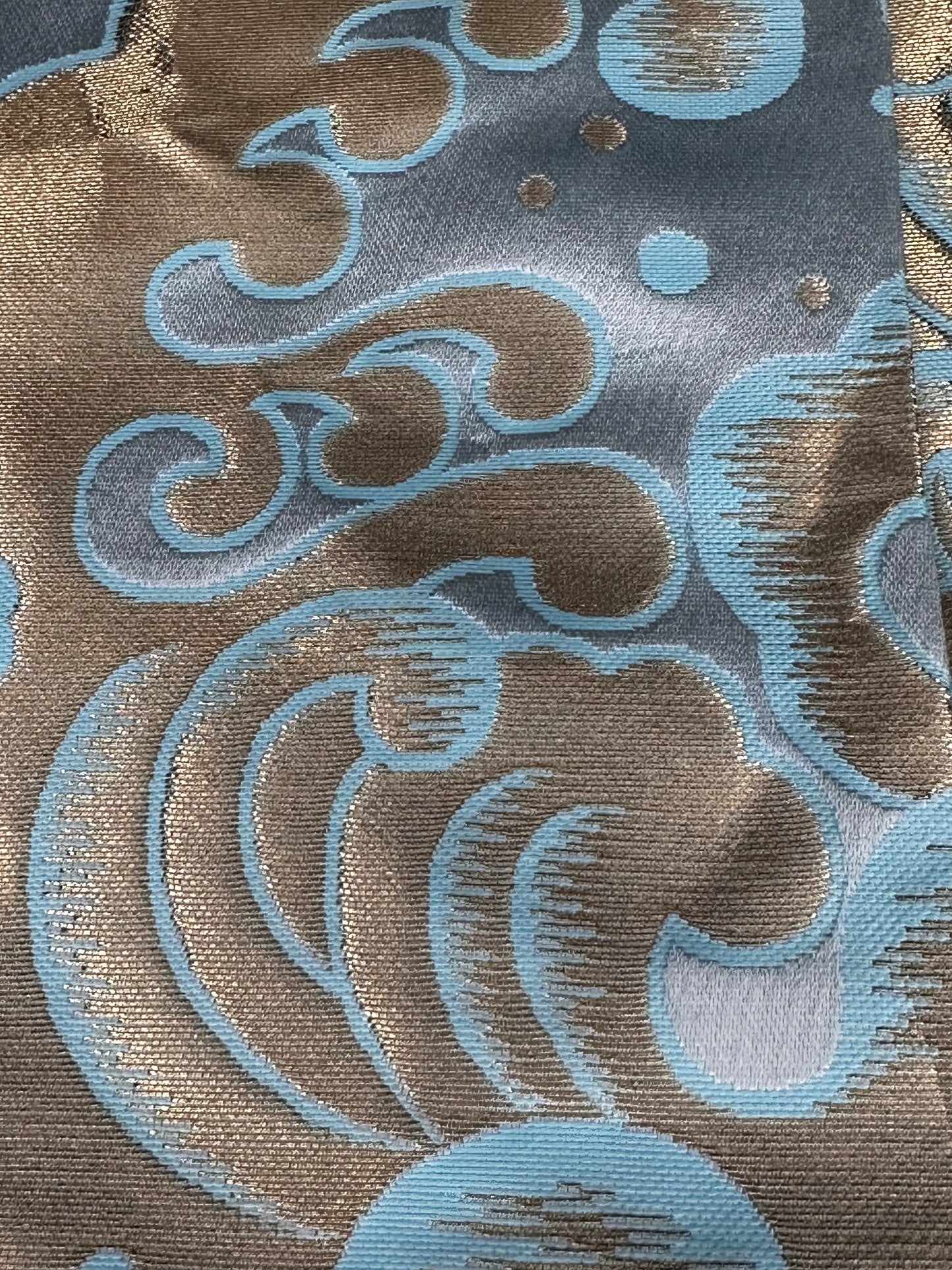 Umanori Hakama | Light Blue Seigaiha Pattern & Gold Waves