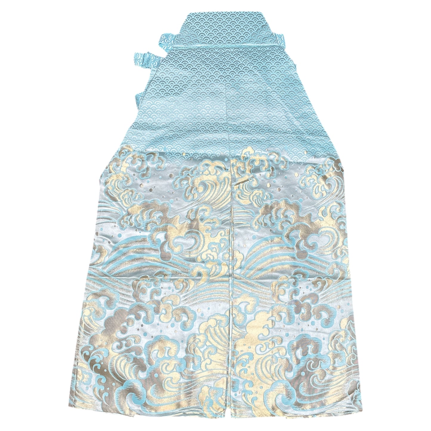 Umanori Hakama | Light Blue Seigaiha Pattern & Gold Waves
