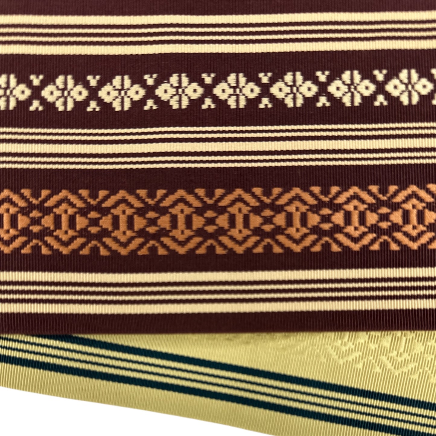Brown-Red / Yellow Reversible Kaku Haba Obi