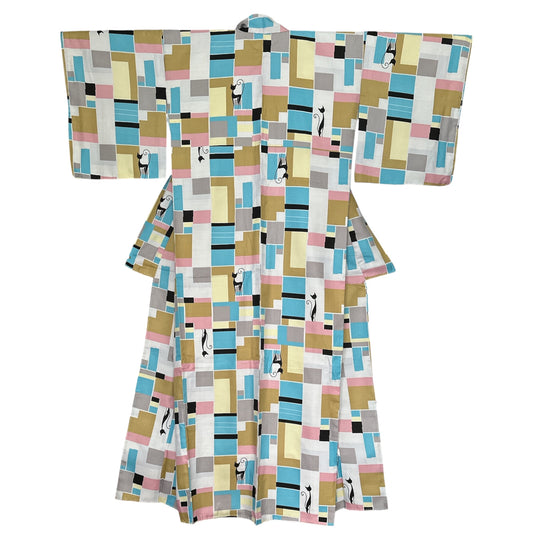 Geometrinen kissa Komon Kimono