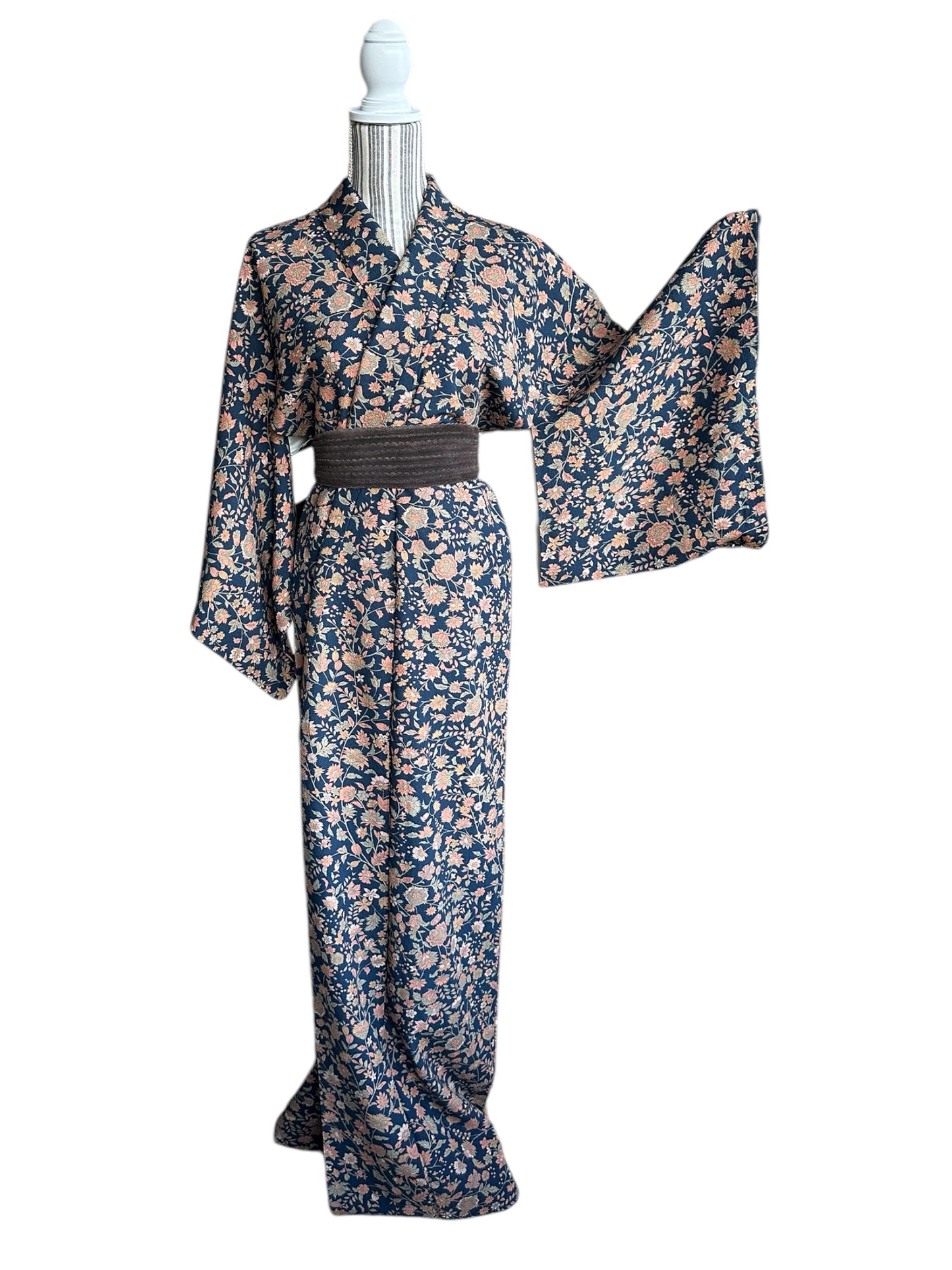 Indigo Blue Floral Komon Kimono