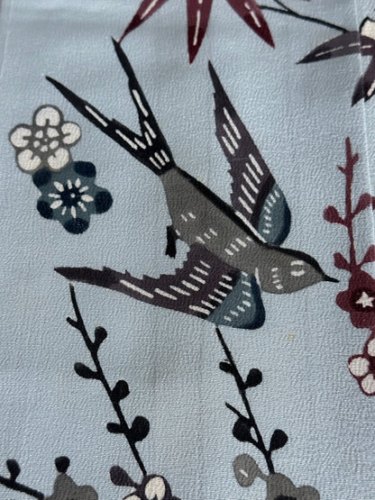 Soft Grey Kimono with Birds&Flowers