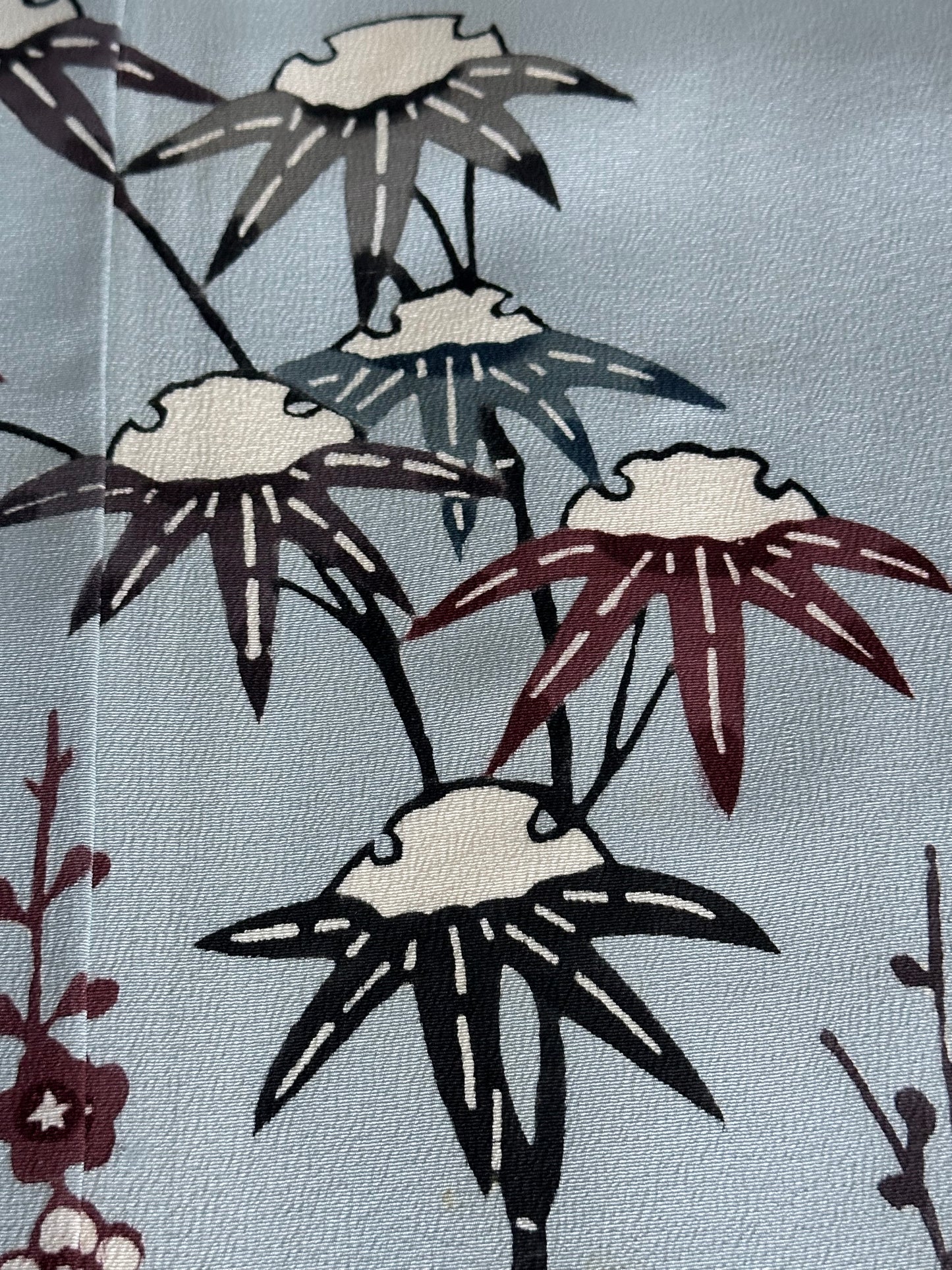 Soft Grey Kimono with Birds&Flowers