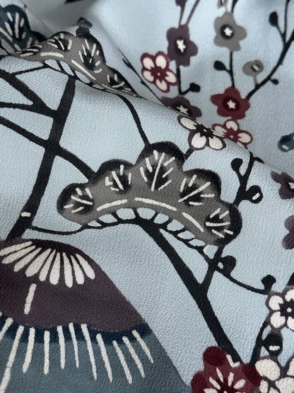 Soft Grey Kimono with Birds&Flowers