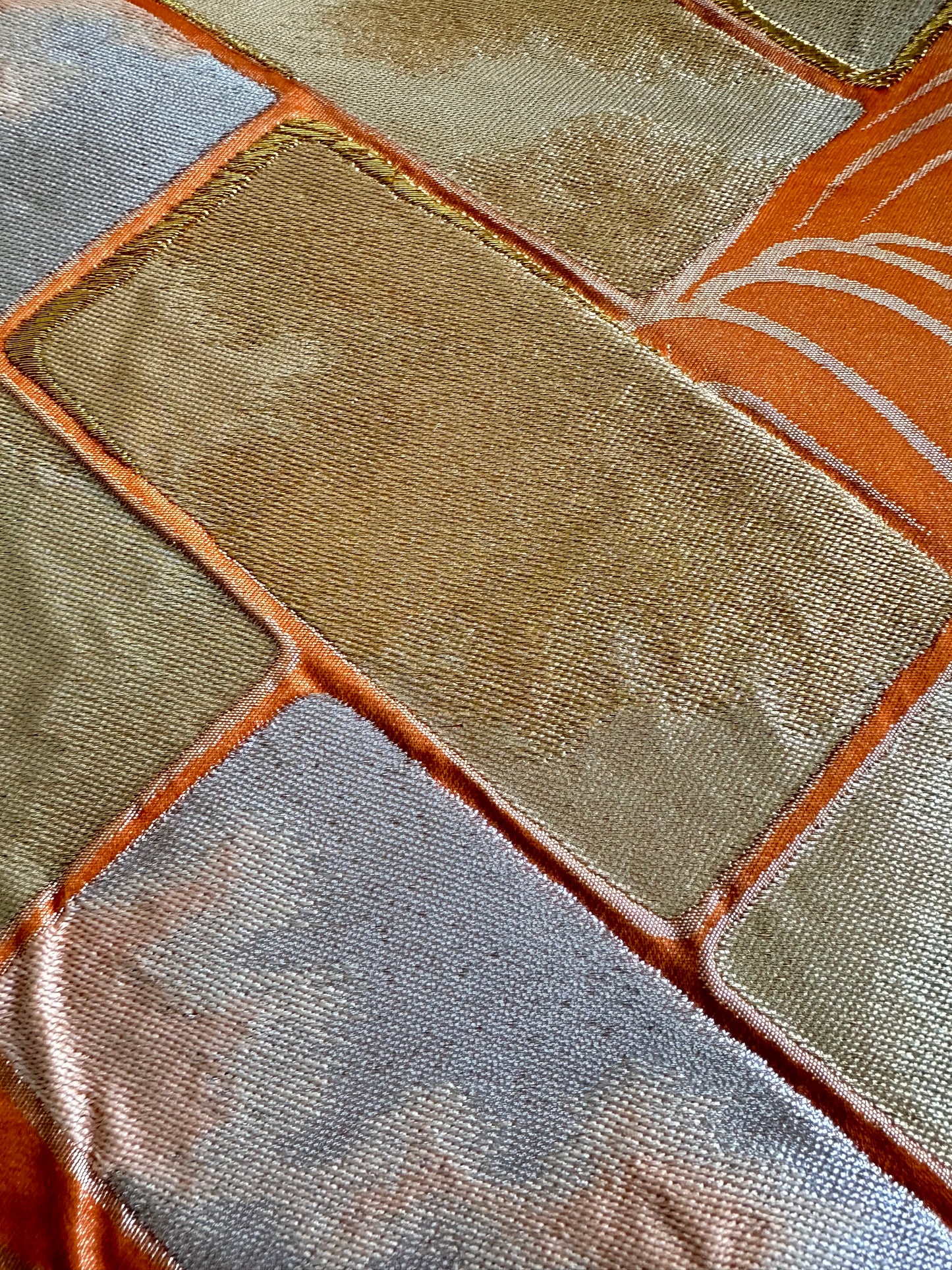 Orange and Metallic Block Obi